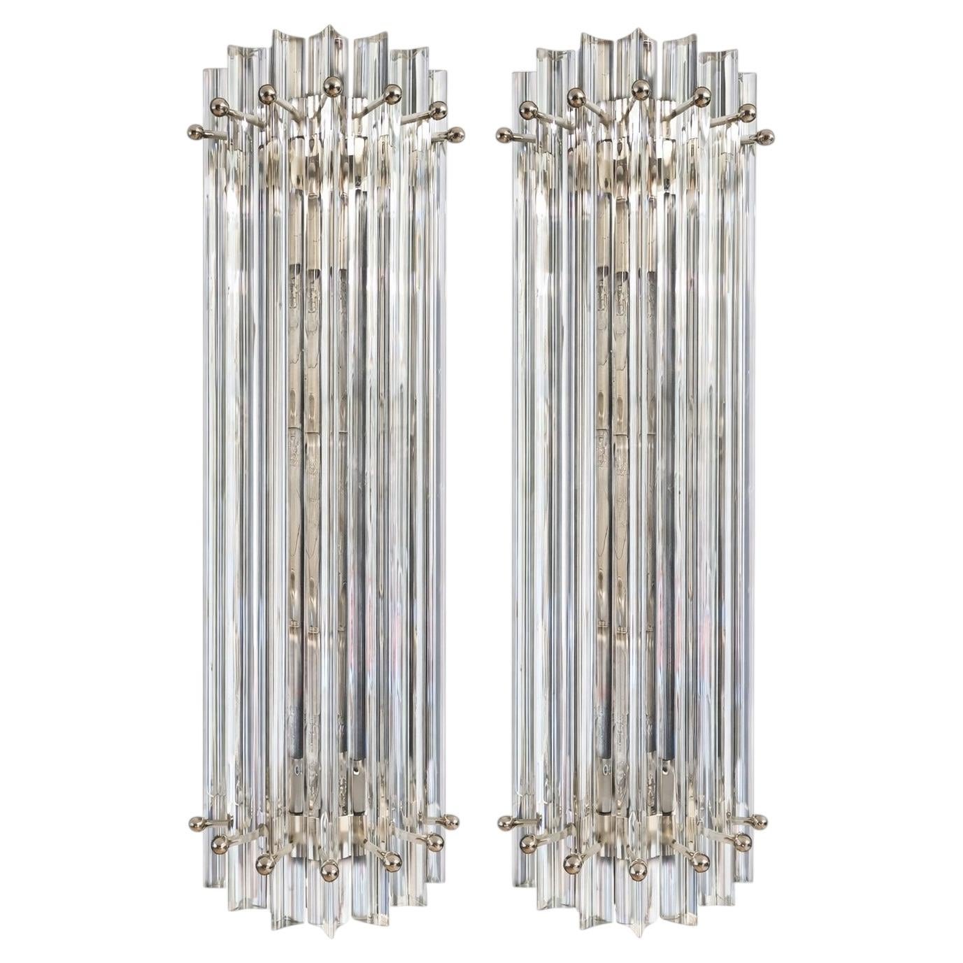 Midcentury Pair Italian Wall Sconces, Murano, 1990s