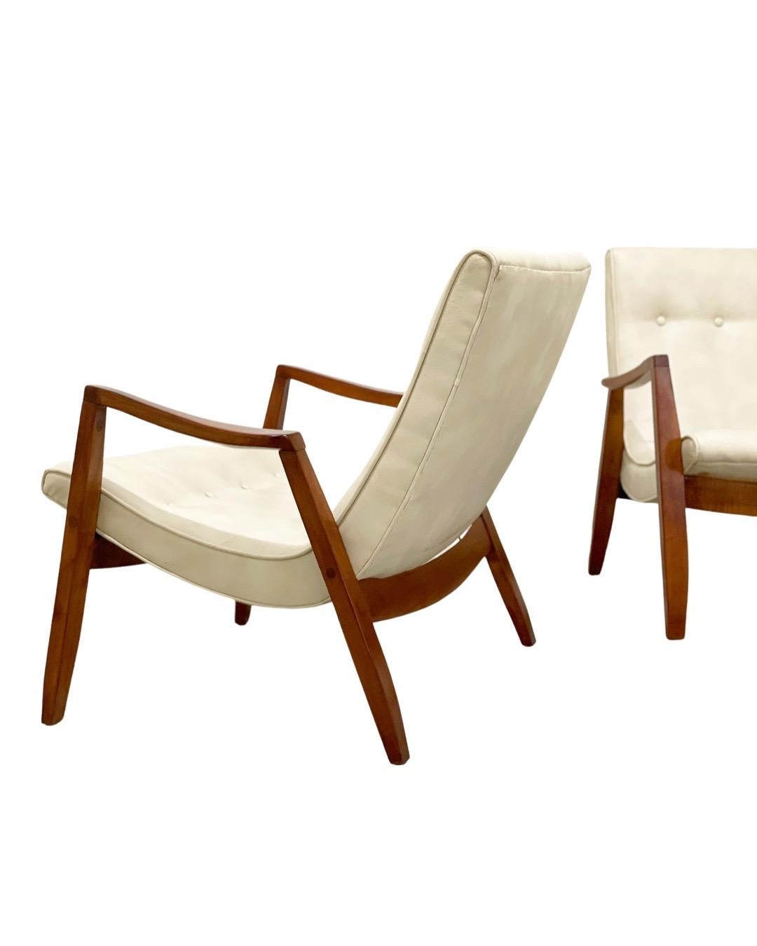 Mid-20th Century Midcentury Pair Milo Baughman Scoop Lounge Chairs for James Inc, Circa 1953