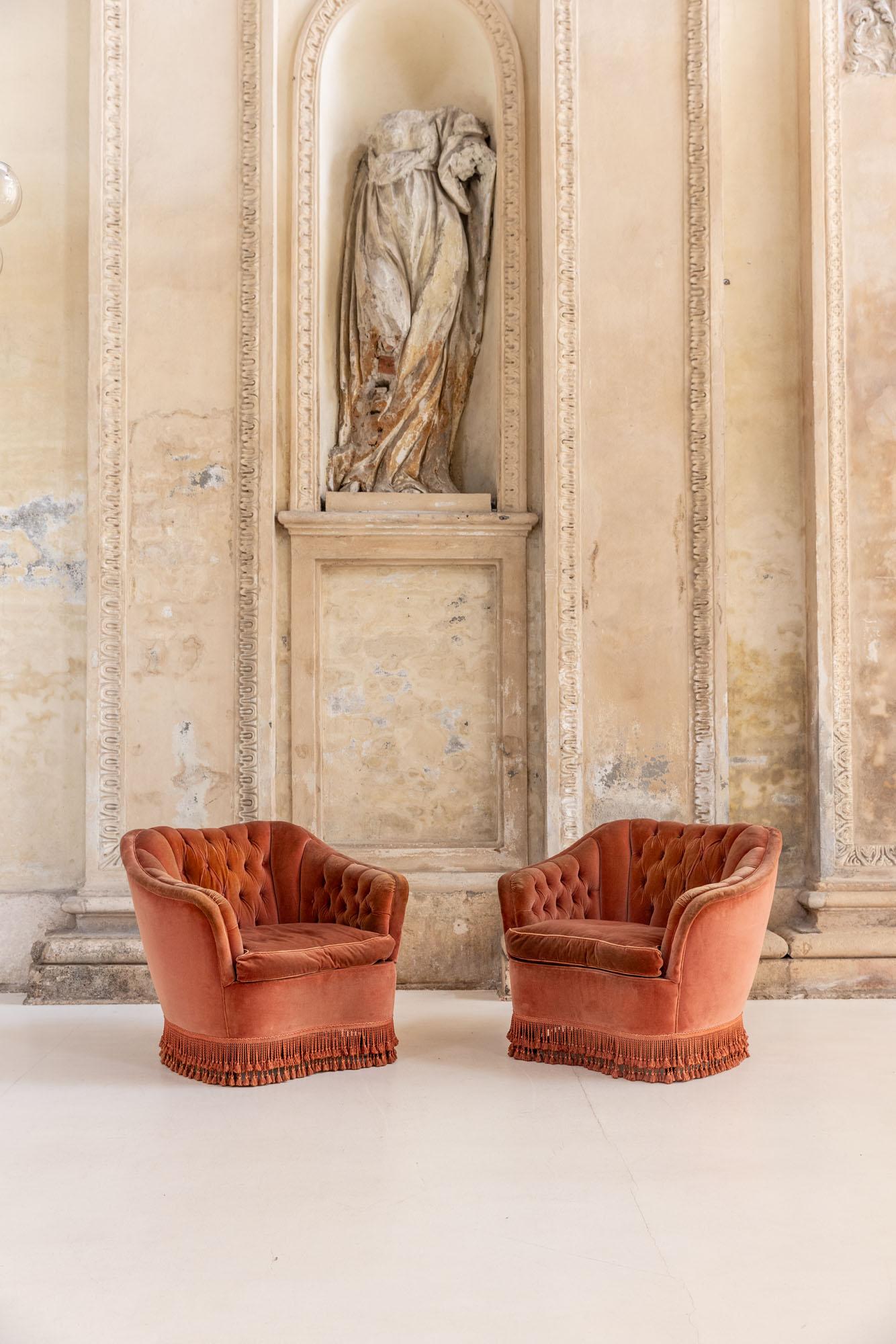 Italian Midcentury pair of armchairs attributed to Gio Ponti and Fede Cheti, Italy 1938