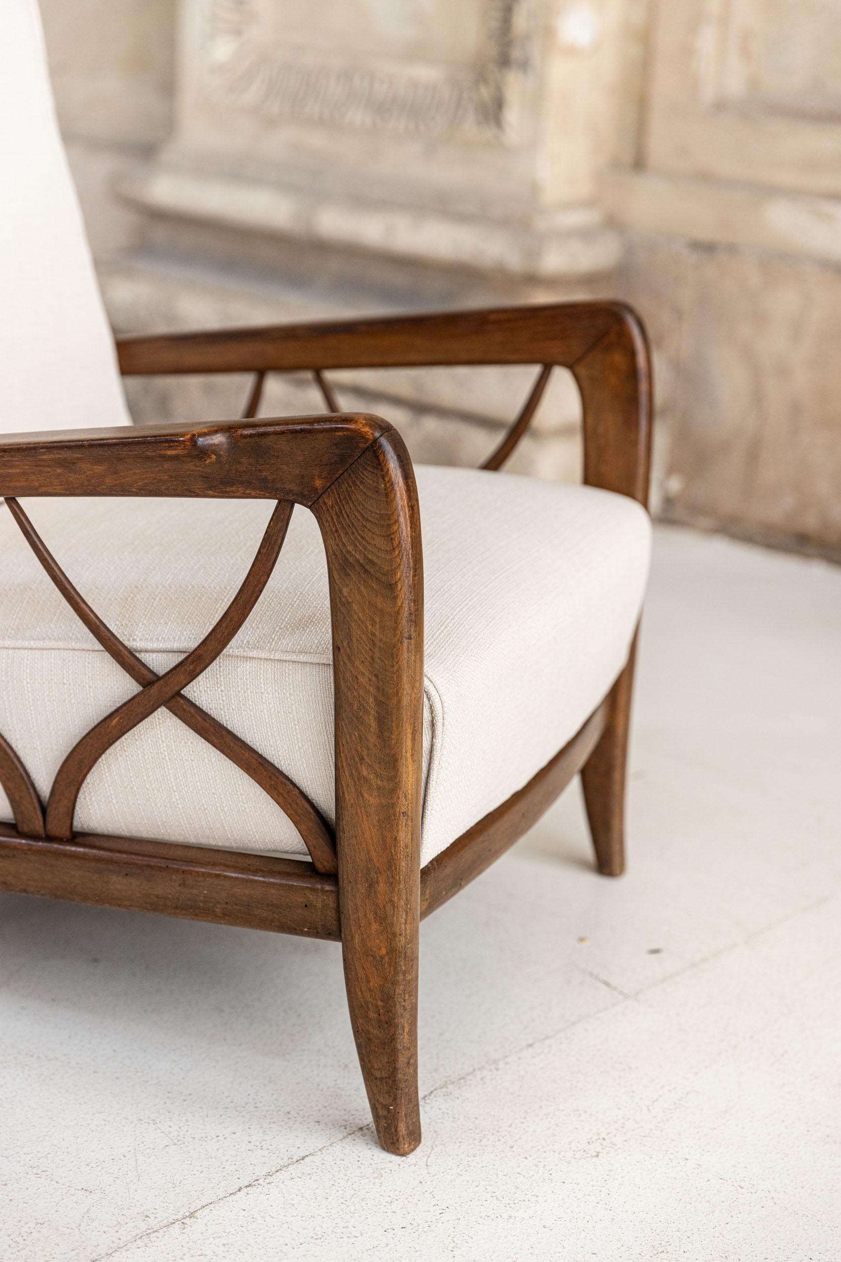Paar Sessel aus der Mitte des Jahrhunderts, entworfen von Paolo Buffa im Angebot 4