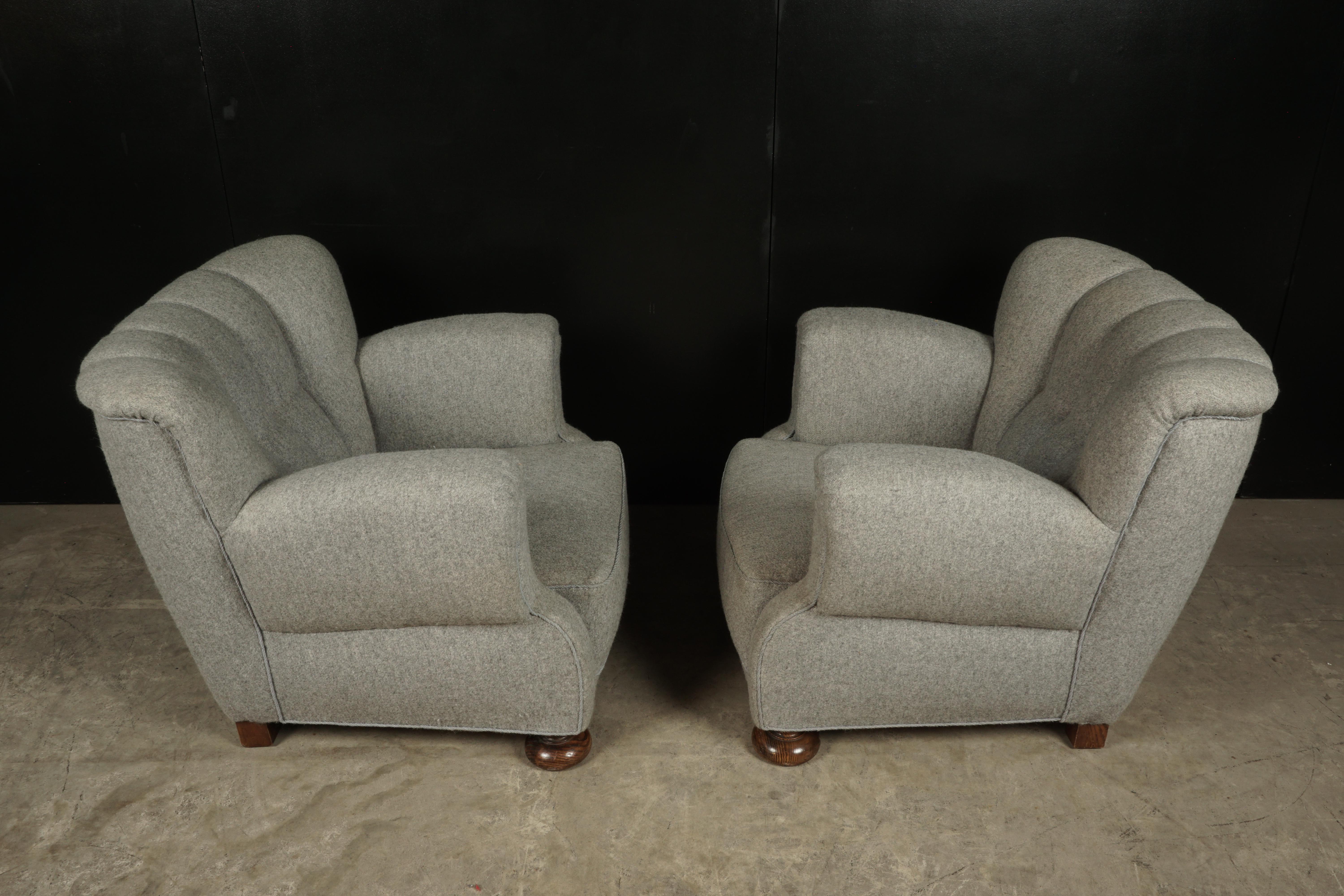 European Midcentury Pair of Art Deco Lounge Chairs from Denmark, circa 1950