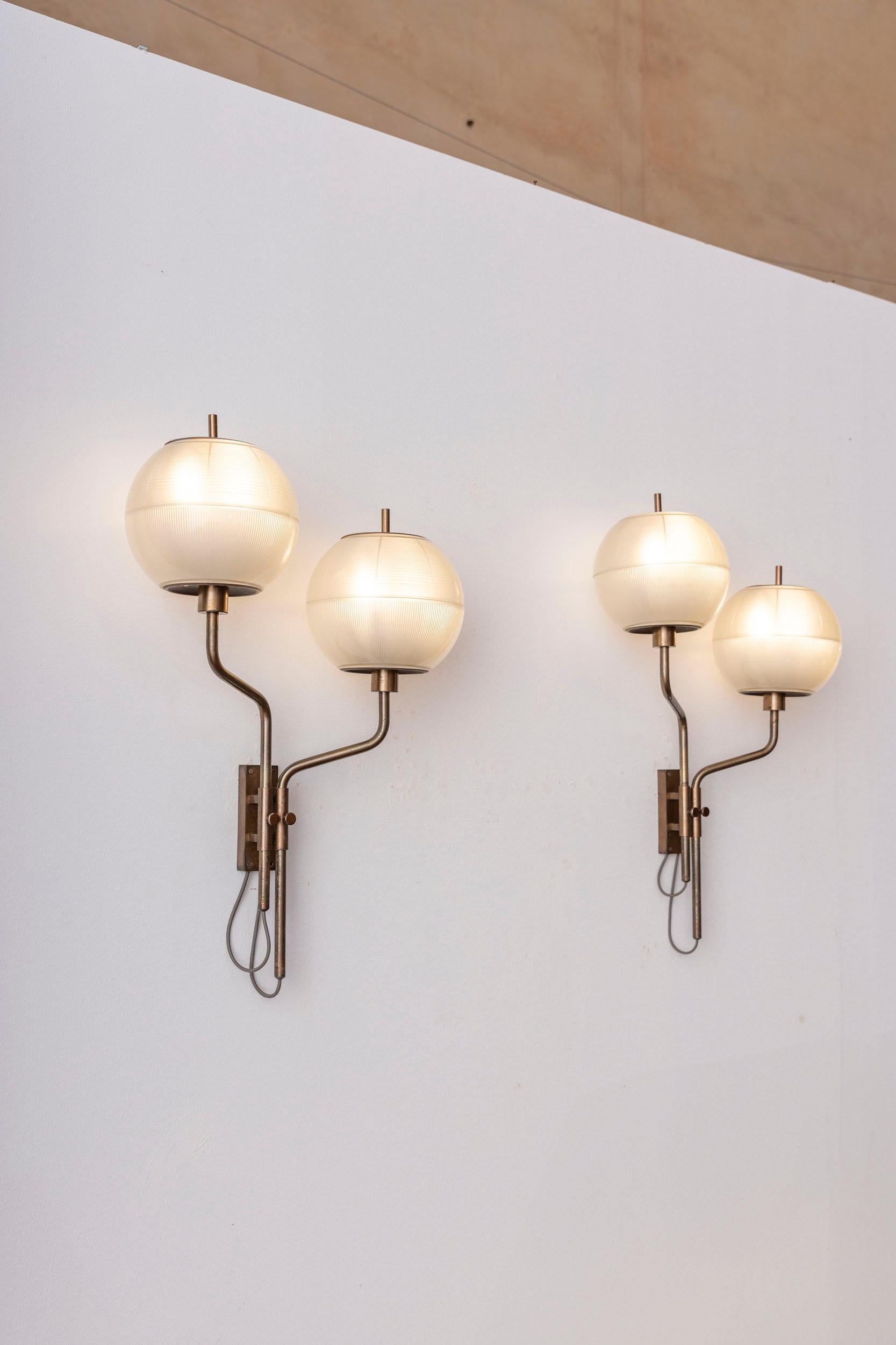 Midcentury pair of Azucena wall lights, Italy 1950 For Sale 4