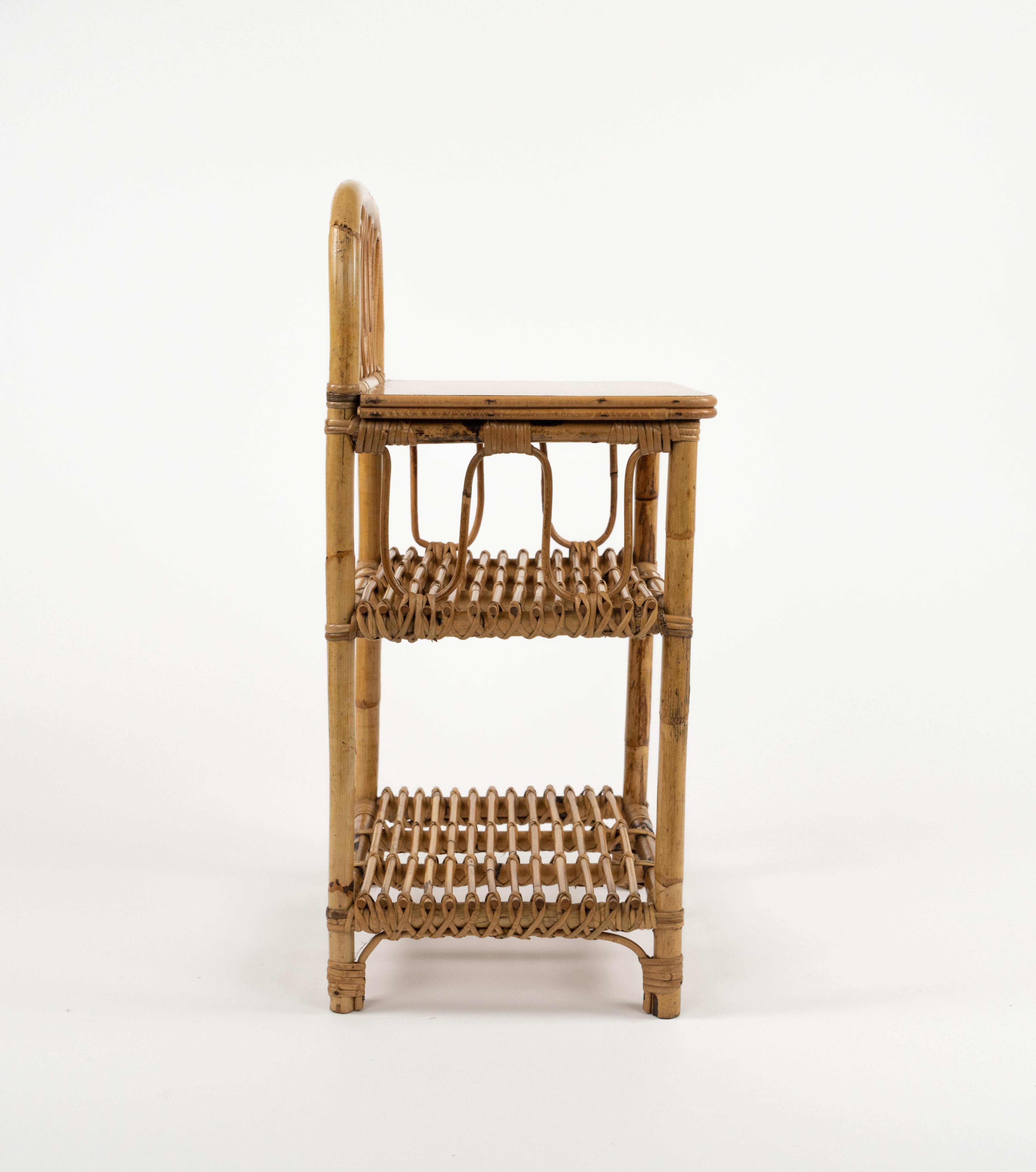 Midcentury Paar Bad Beistelltische aus Bambus und Rattan, Italien 1960er Jahre im Angebot 6