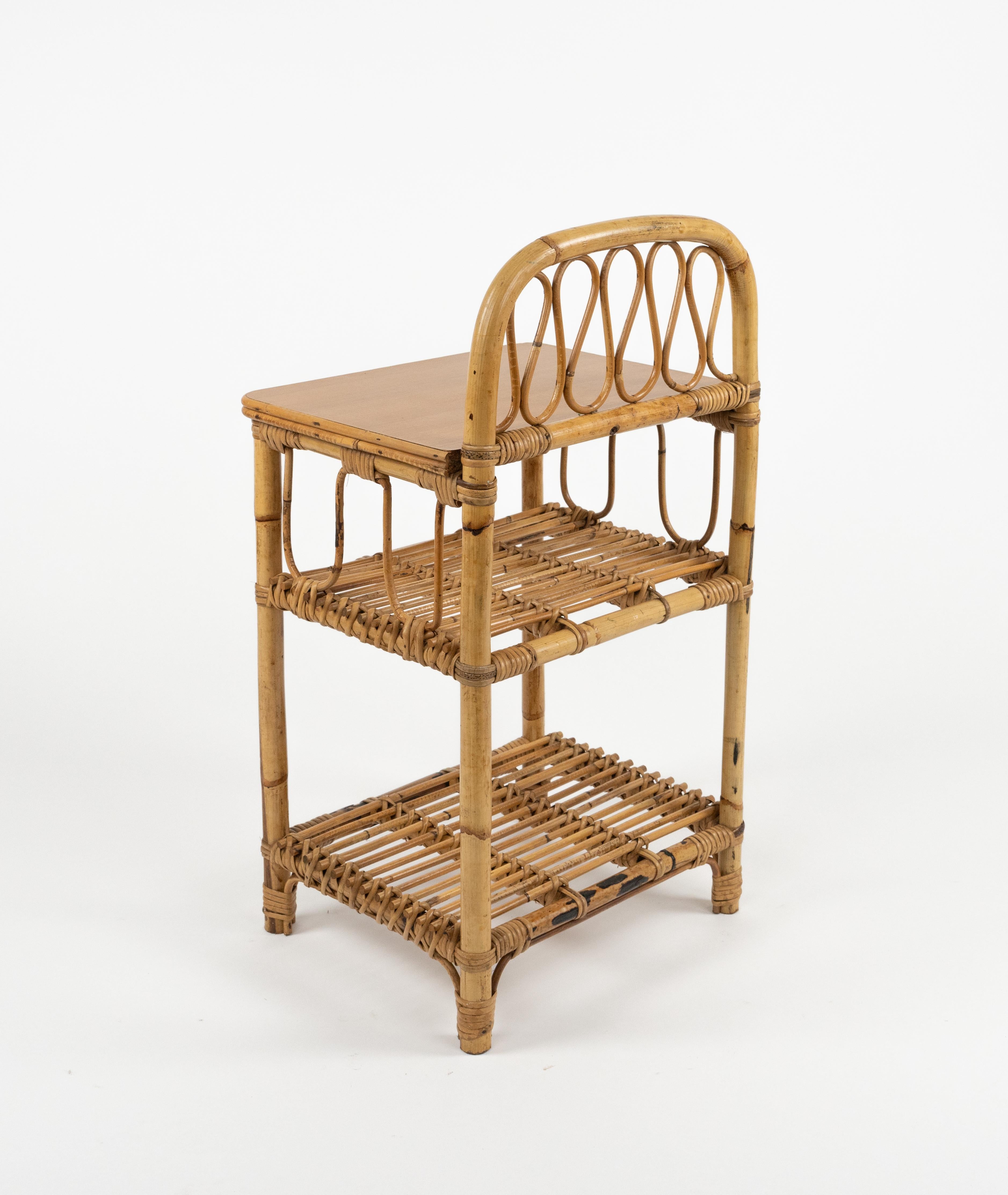 Midcentury Paar Bad Beistelltische aus Bambus und Rattan, Italien 1960er Jahre im Angebot 7