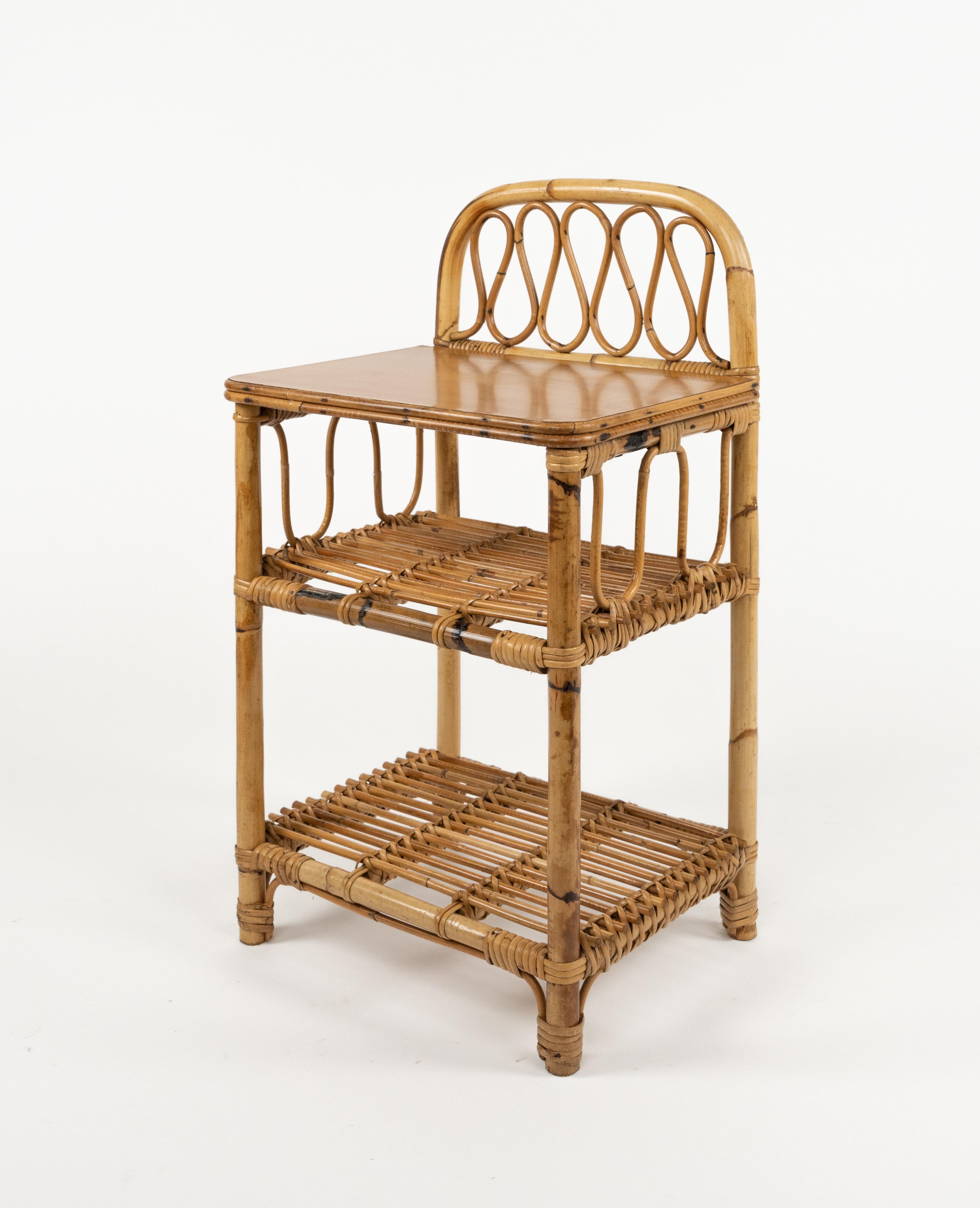 Midcentury Paar Bad Beistelltische aus Bambus und Rattan, Italien 1960er Jahre im Angebot 8