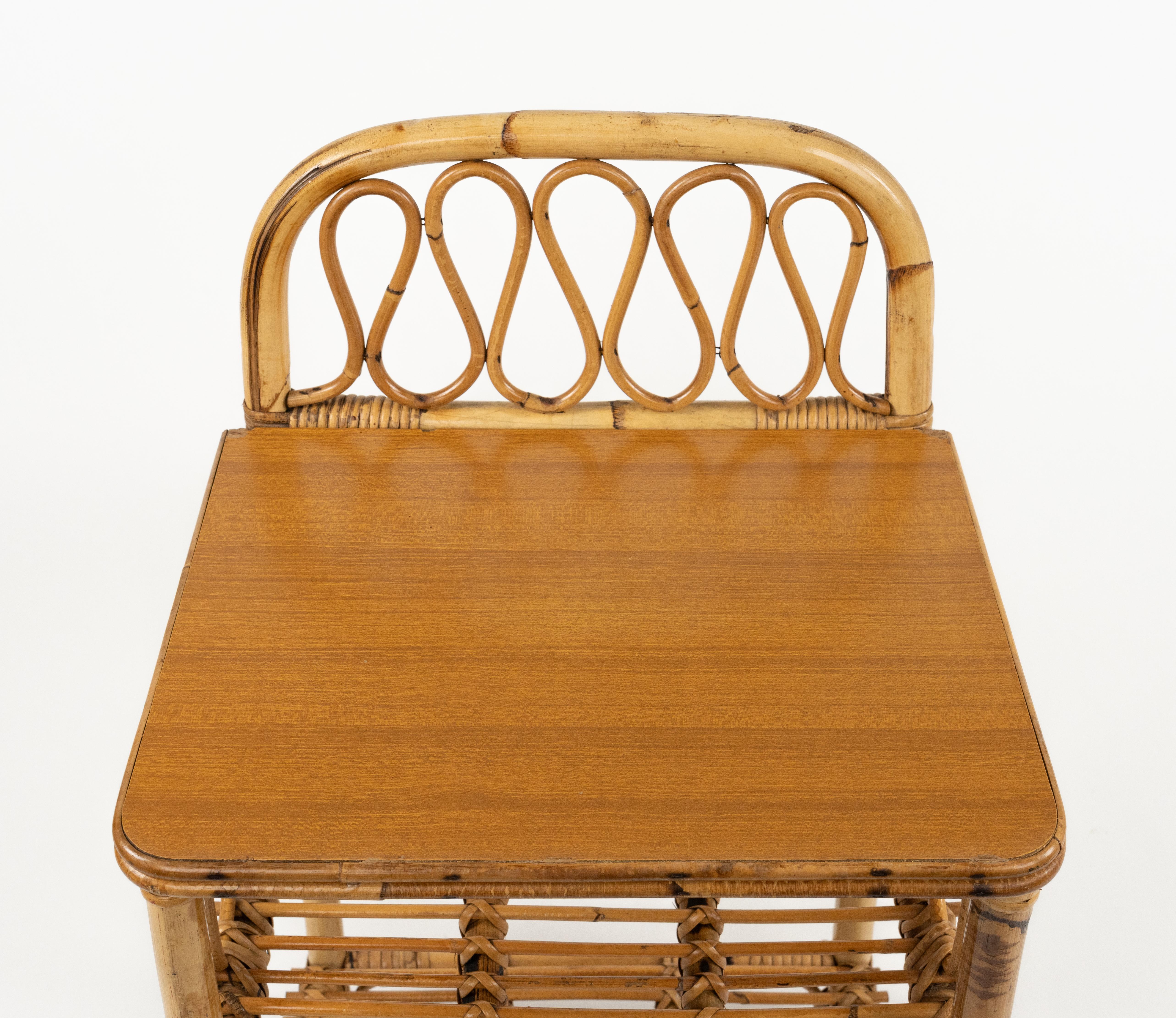 Midcentury Paar Bad Beistelltische aus Bambus und Rattan, Italien 1960er Jahre im Angebot 13