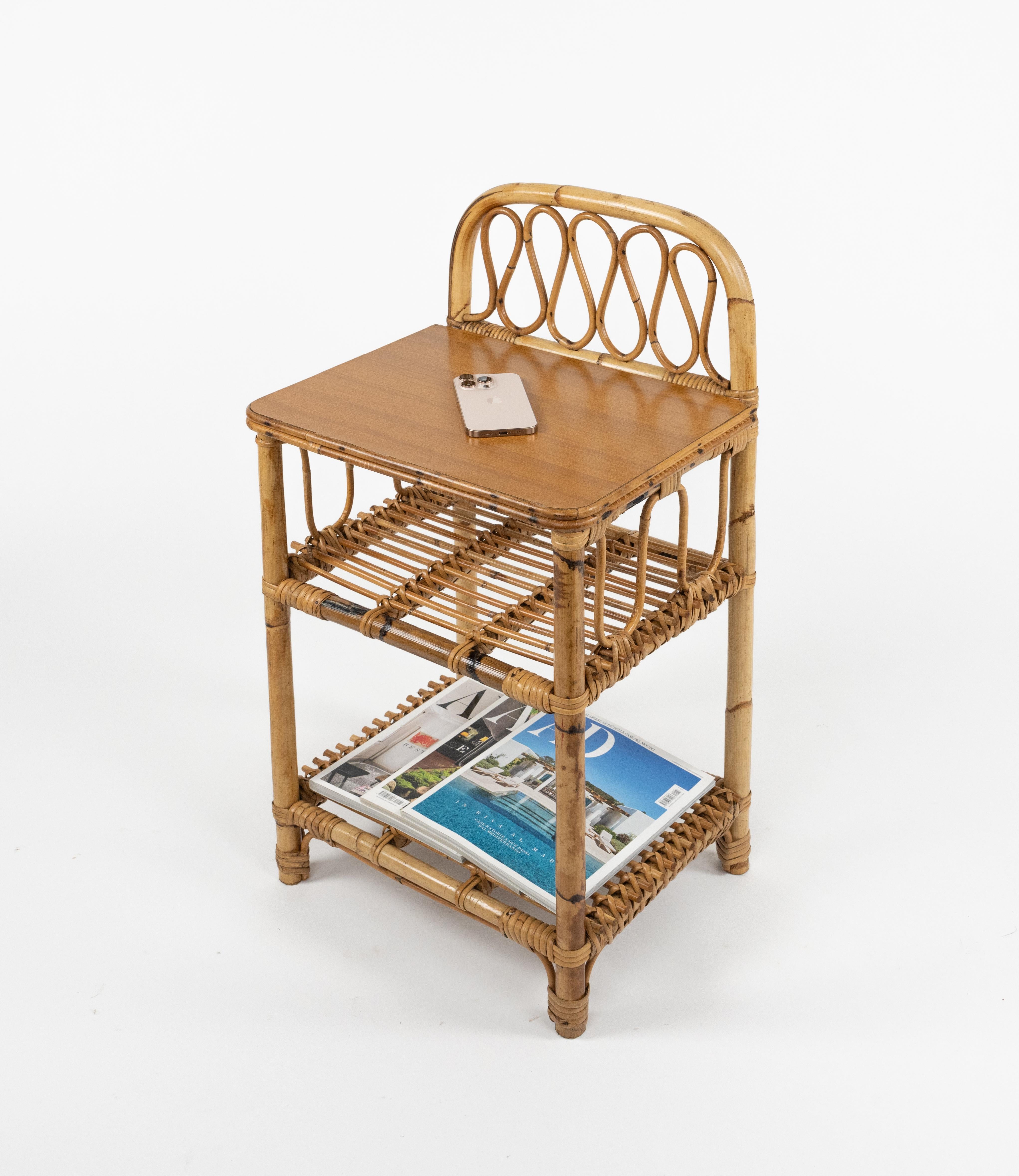 Midcentury Paar Bad Beistelltische aus Bambus und Rattan, Italien 1960er Jahre im Angebot 1