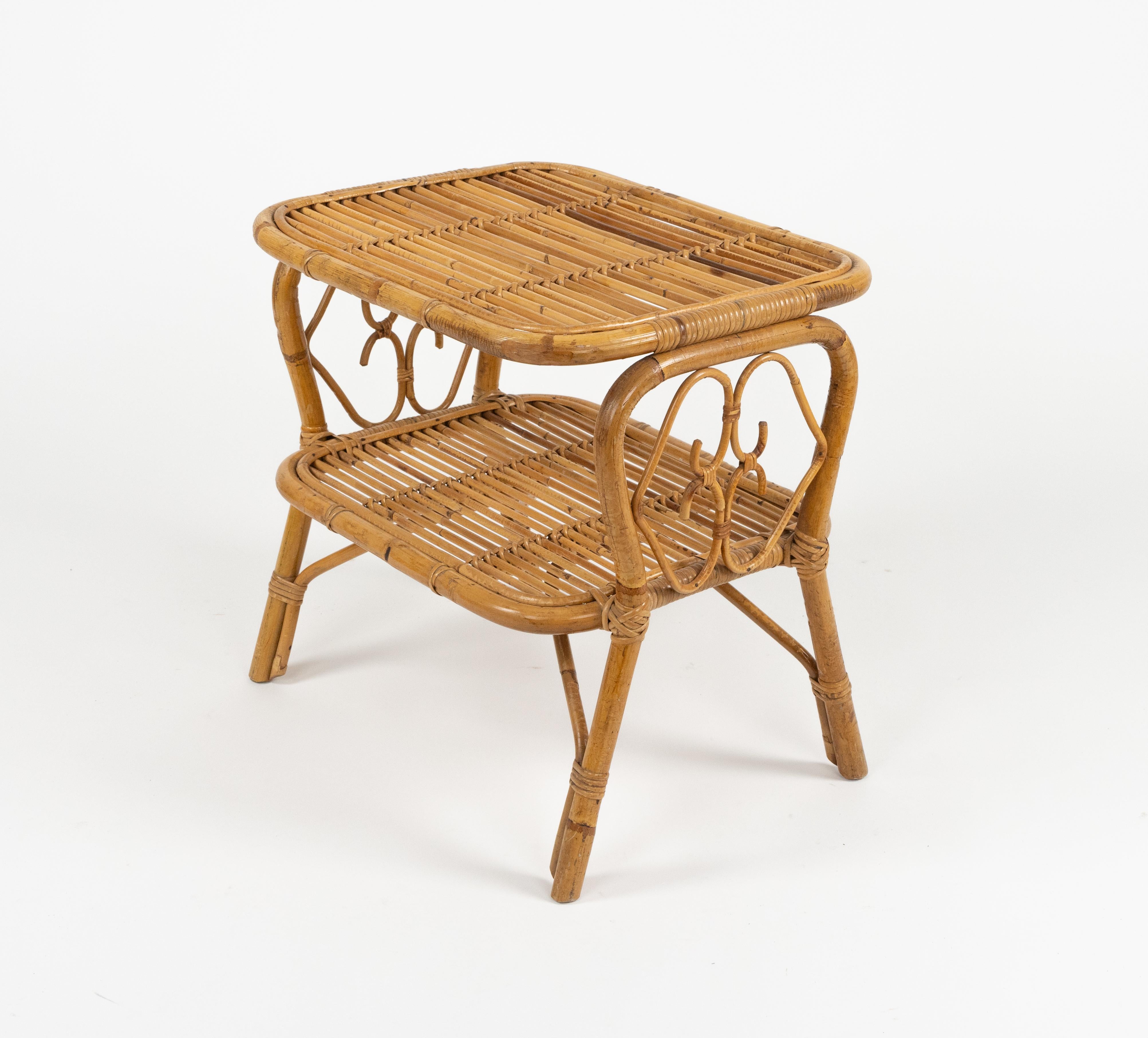 Paar Nachttische aus der Mitte des Jahrhunderts Nachttische aus Rattan und Bambus, Italien 1960er Jahre im Angebot 4