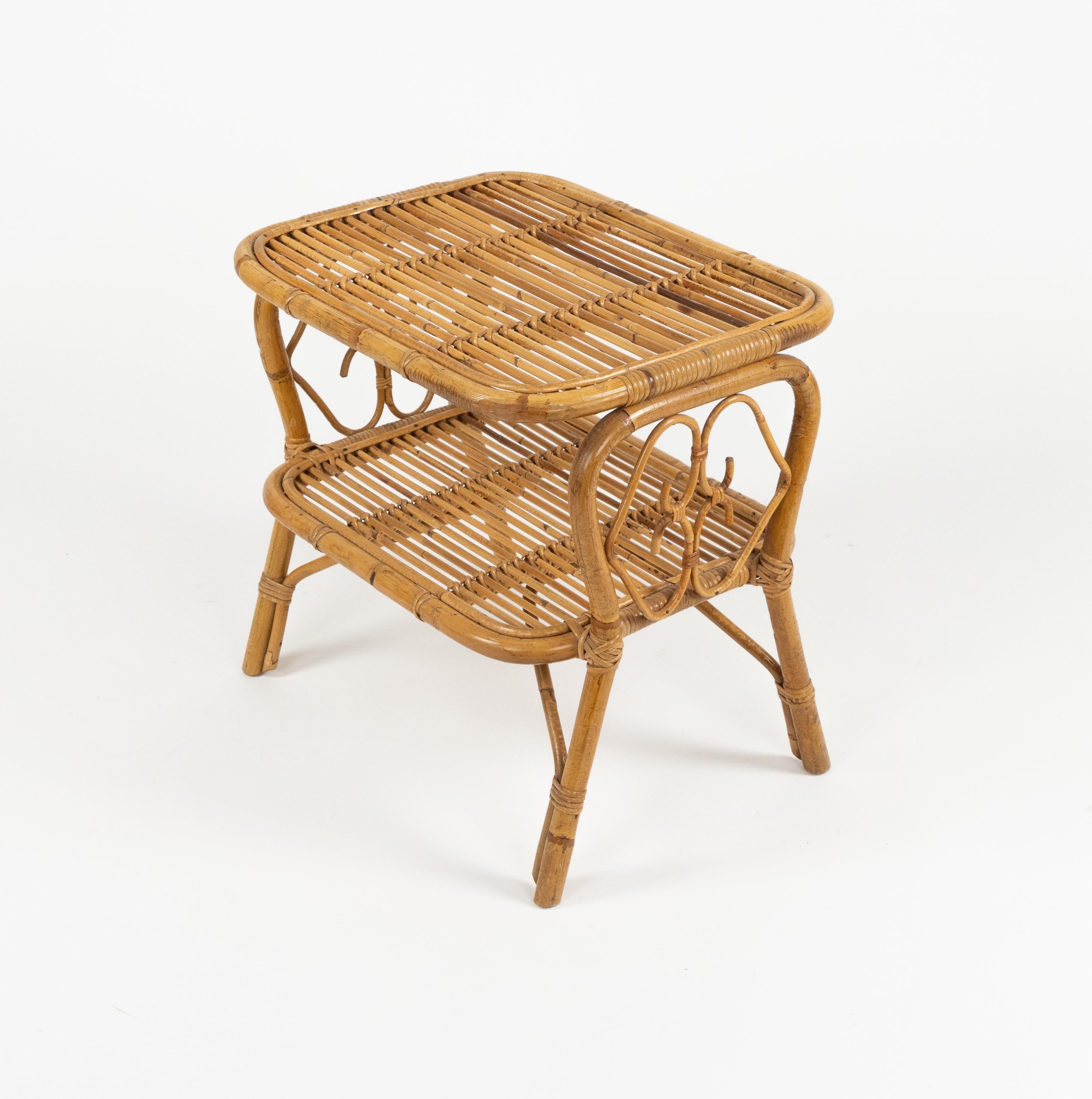 Paar Nachttische aus der Mitte des Jahrhunderts Nachttische aus Rattan und Bambus, Italien 1960er Jahre im Angebot 5