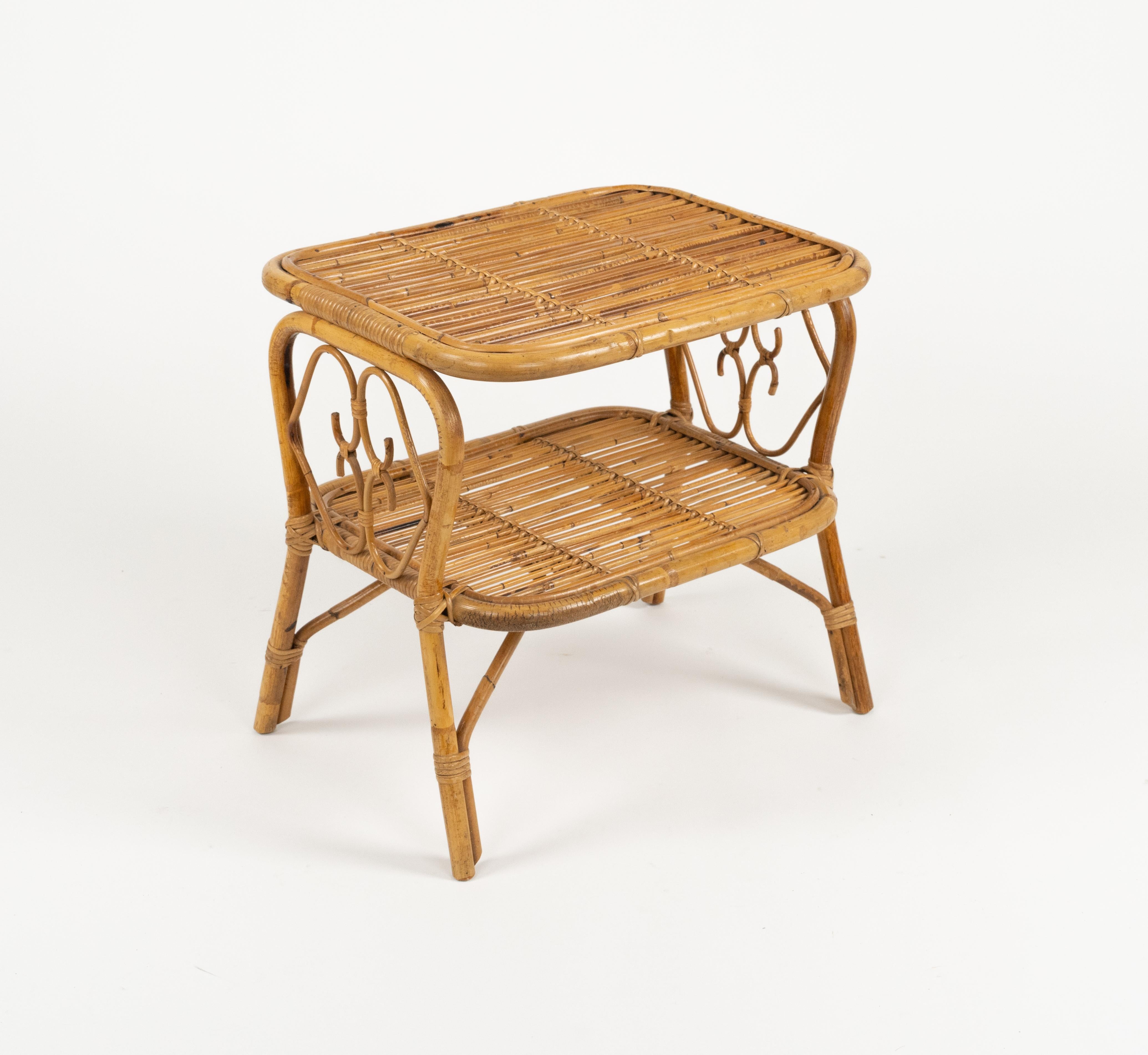 Paar Nachttische aus der Mitte des Jahrhunderts Nachttische aus Rattan und Bambus, Italien 1960er Jahre im Angebot 7