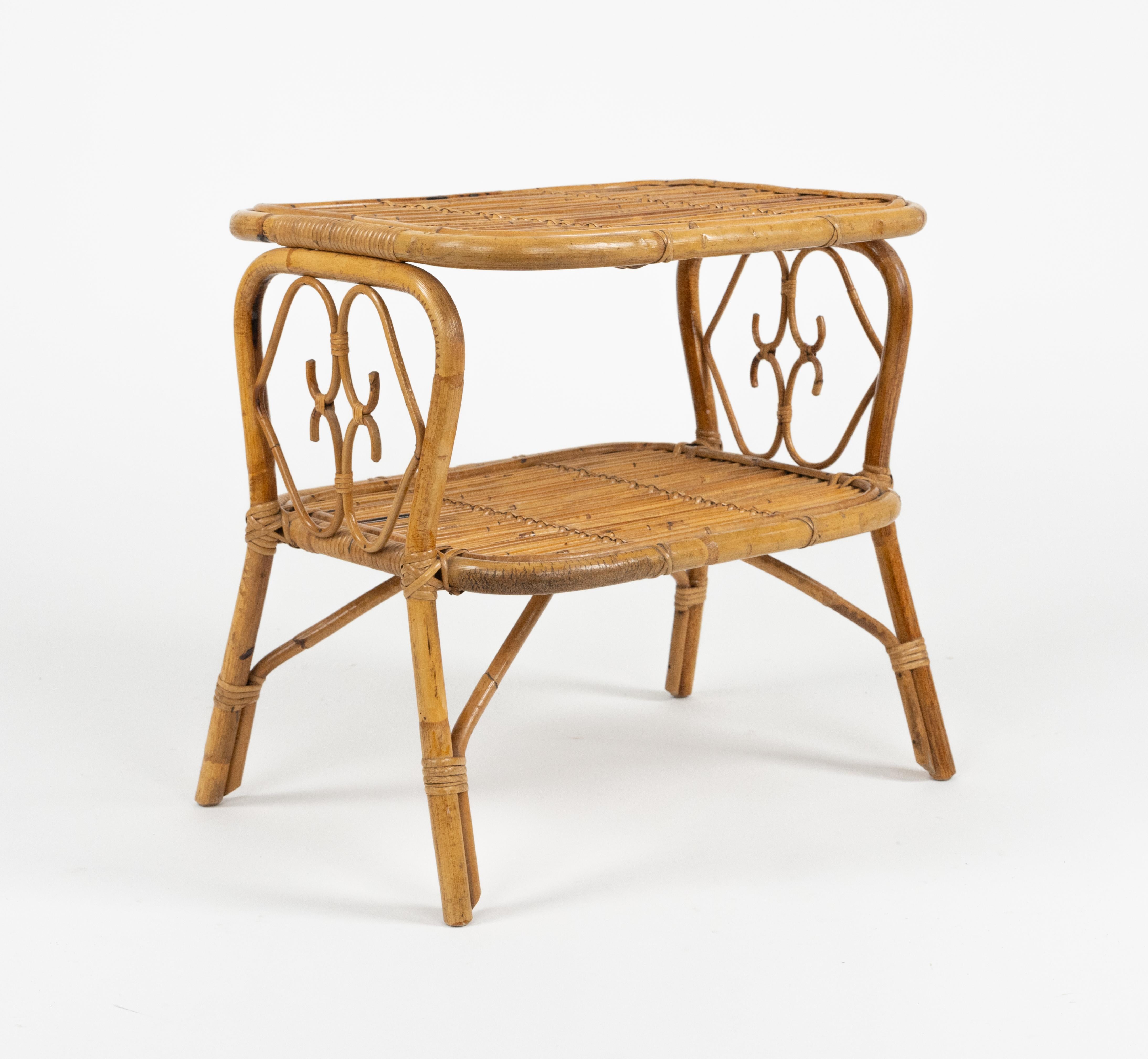Paar Nachttische aus der Mitte des Jahrhunderts Nachttische aus Rattan und Bambus, Italien 1960er Jahre im Angebot 8