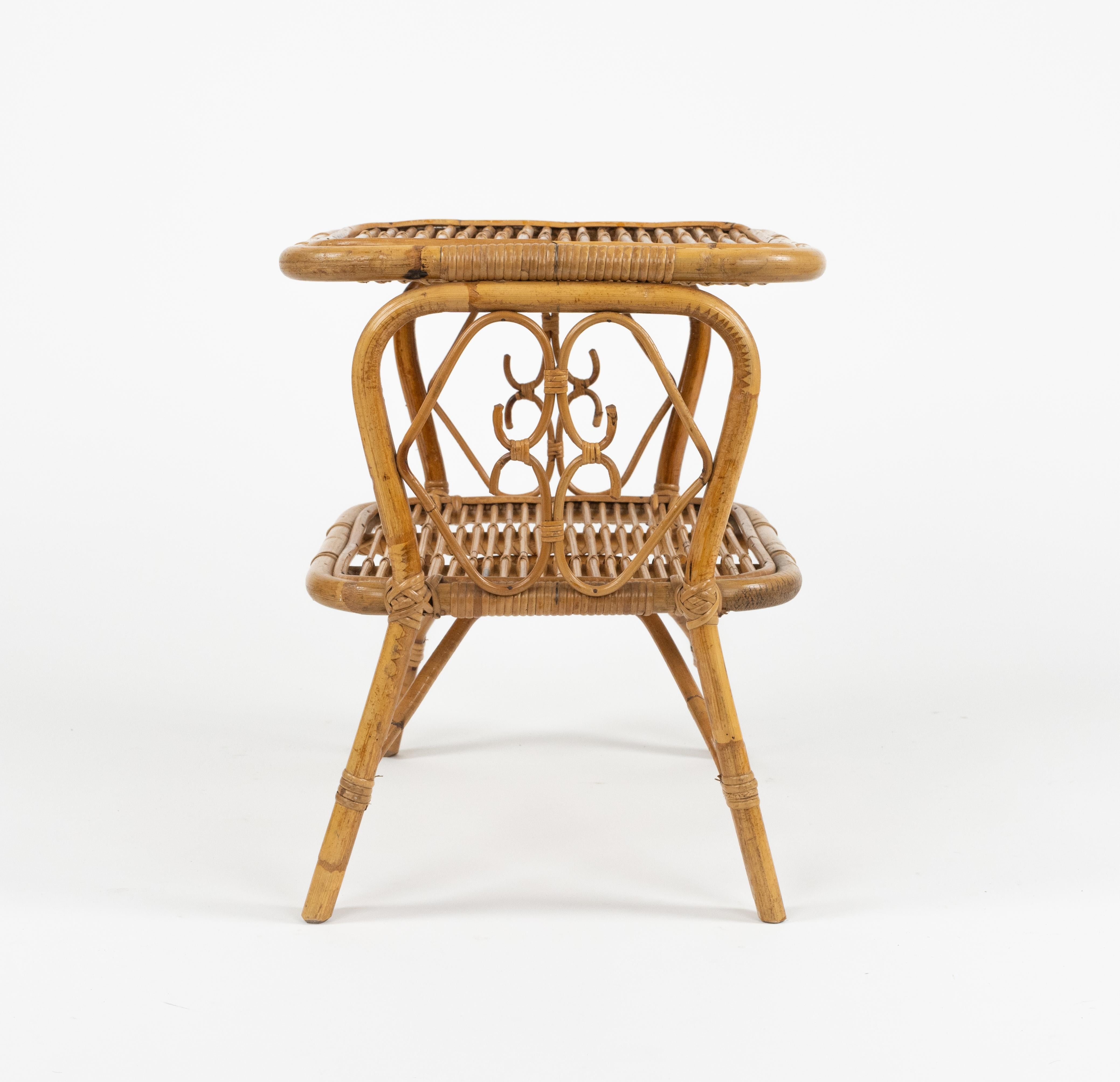 Paar Nachttische aus der Mitte des Jahrhunderts Nachttische aus Rattan und Bambus, Italien 1960er Jahre im Angebot 10