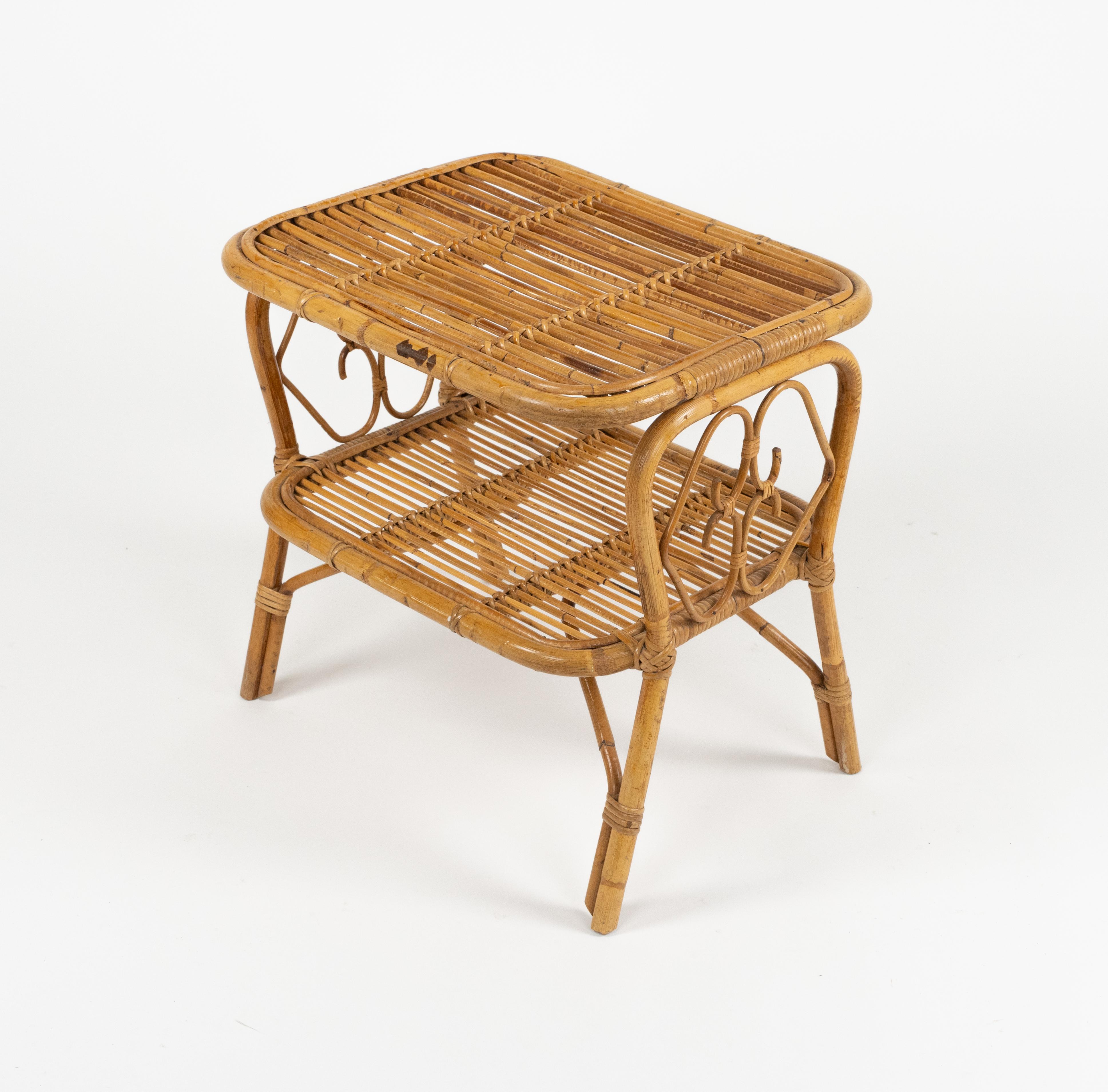 Paar Nachttische aus der Mitte des Jahrhunderts Nachttische aus Rattan und Bambus, Italien 1960er Jahre im Angebot 11