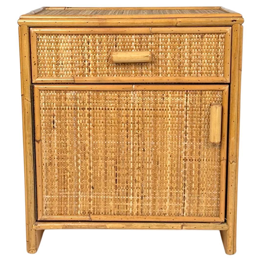 Midcentury Pair of Bedside Tables Nightstands in Bamboo & Rattan, Italy 1970s 3
