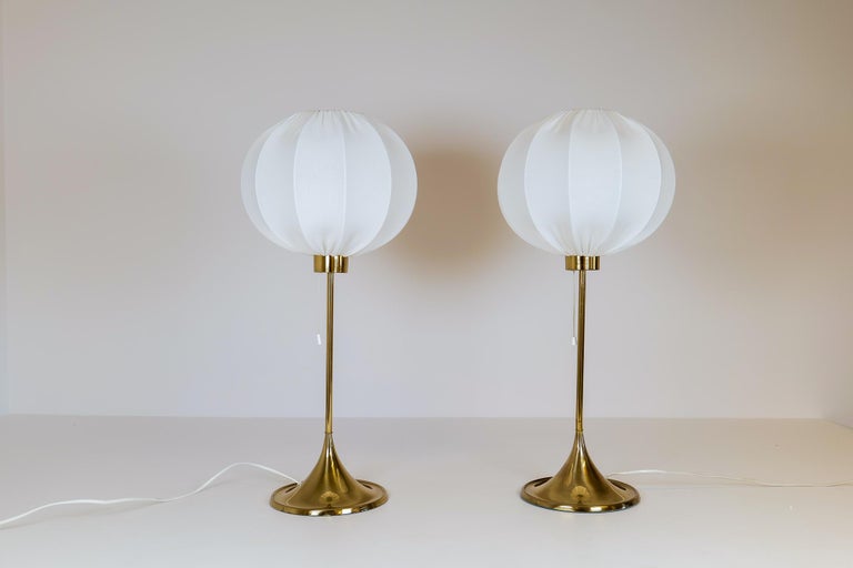Mid-20th Century Midcentury Pair of Bergboms B-024 Table Lamps, 1960s, Sweden For Sale