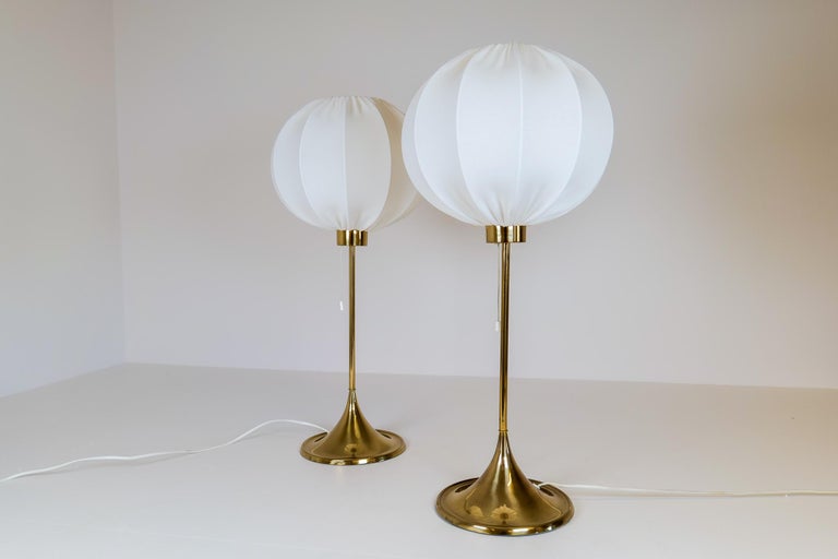 Brass Midcentury Pair of Bergboms B-024 Table Lamps, 1960s, Sweden For Sale