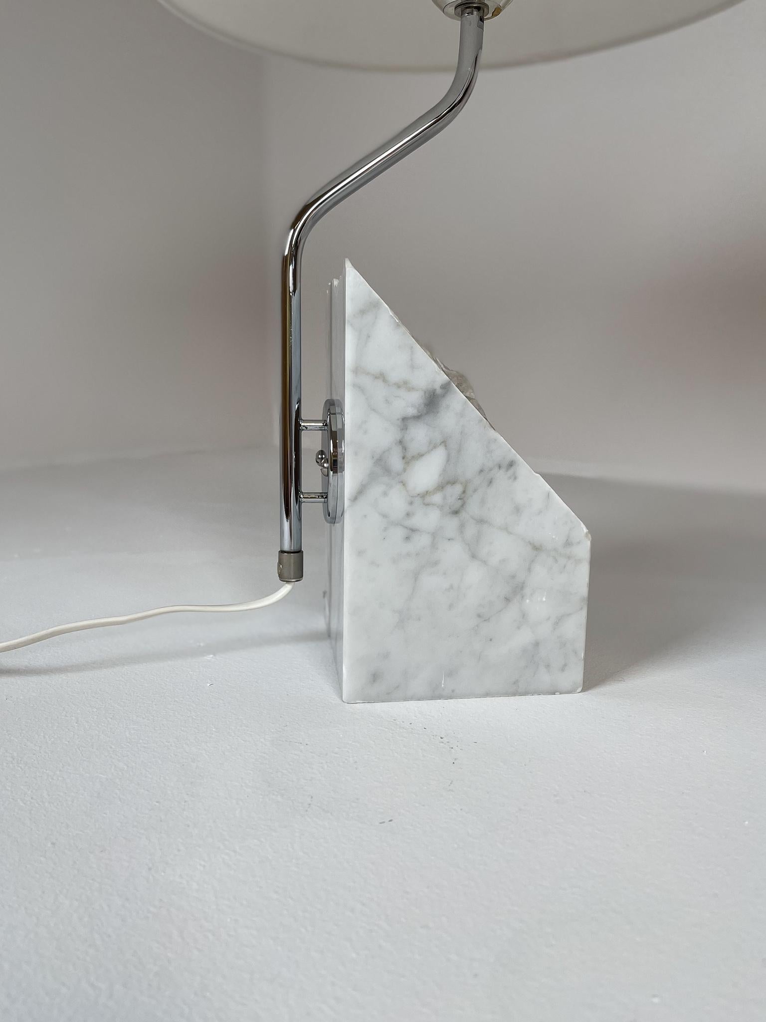 Mid-Century Pair of Bergboms Marble and Steel Table Lamps, 1970s, Sweden For Sale 1