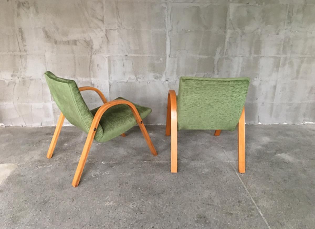 Midcentury Pair of Bow Wood Armchairs for Steiner For Sale 3