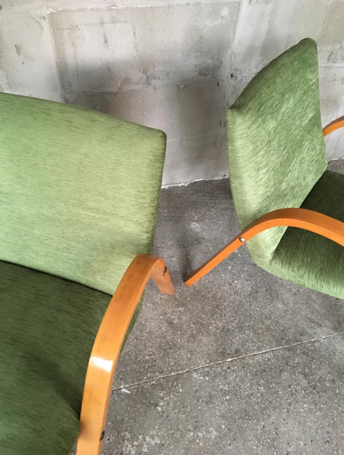 Midcentury Pair of Bow Wood Armchairs for Steiner For Sale 7