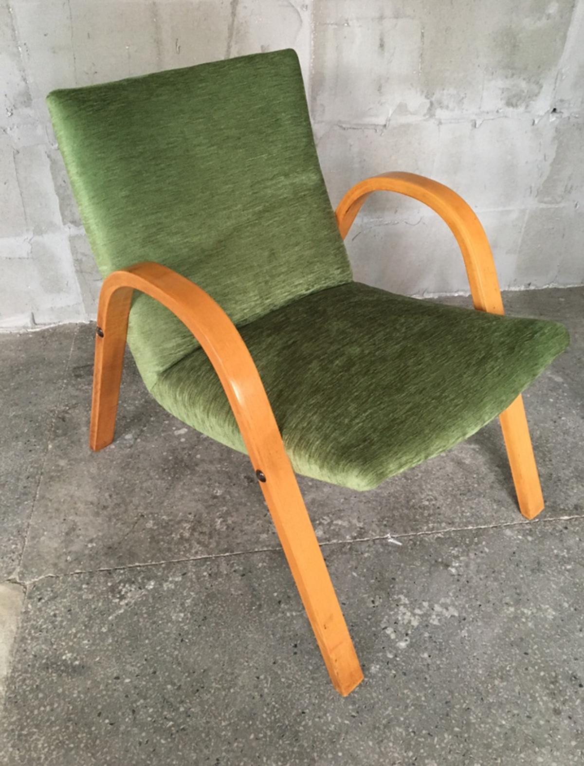 Mid-20th Century Midcentury Pair of Bow Wood Armchairs for Steiner For Sale