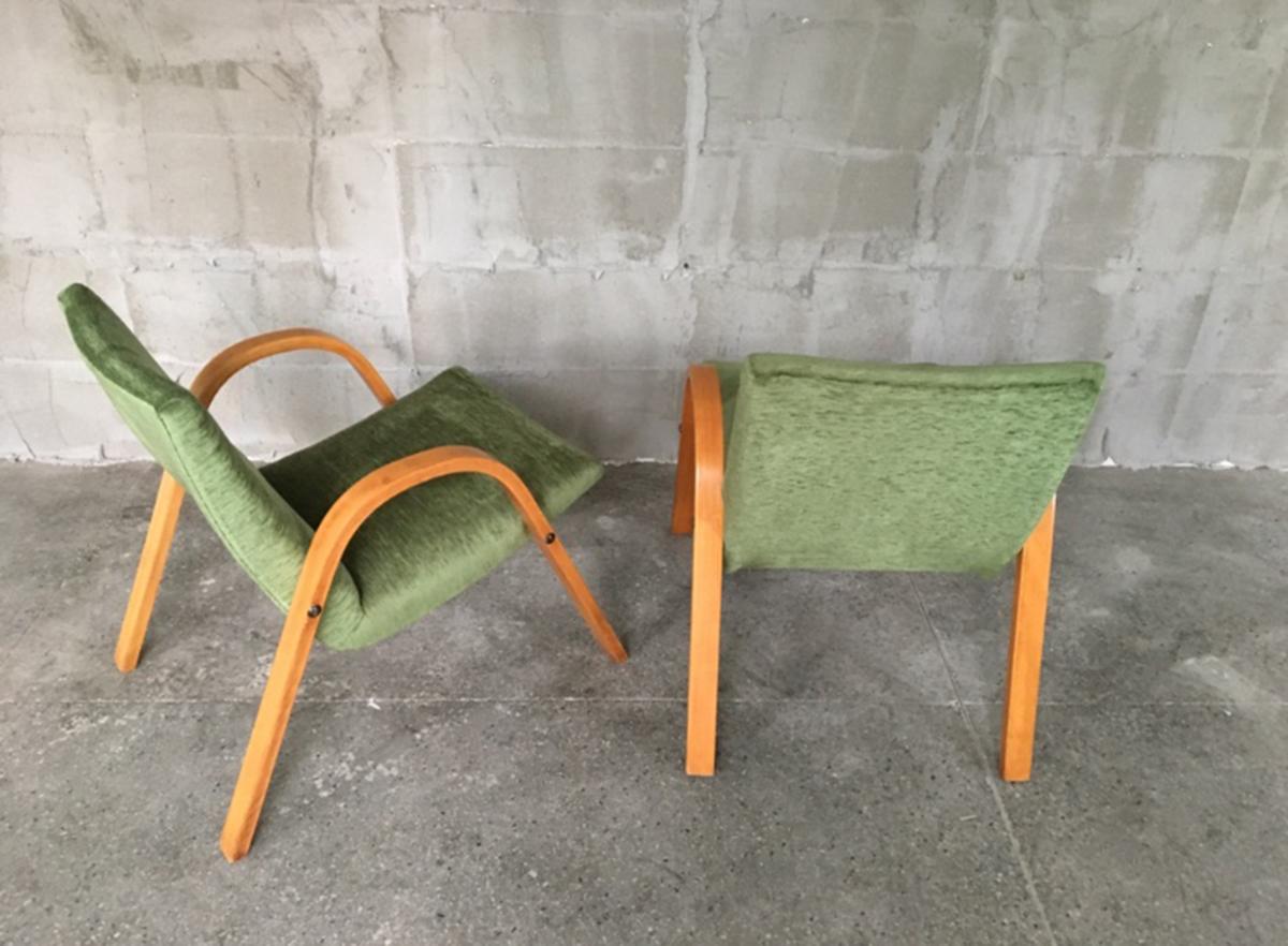 Midcentury Pair of Bow Wood Armchairs for Steiner For Sale 1