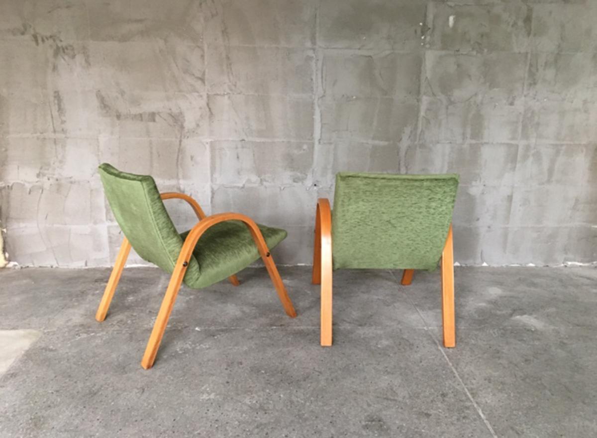 Midcentury Pair of Bow Wood Armchairs for Steiner For Sale 2