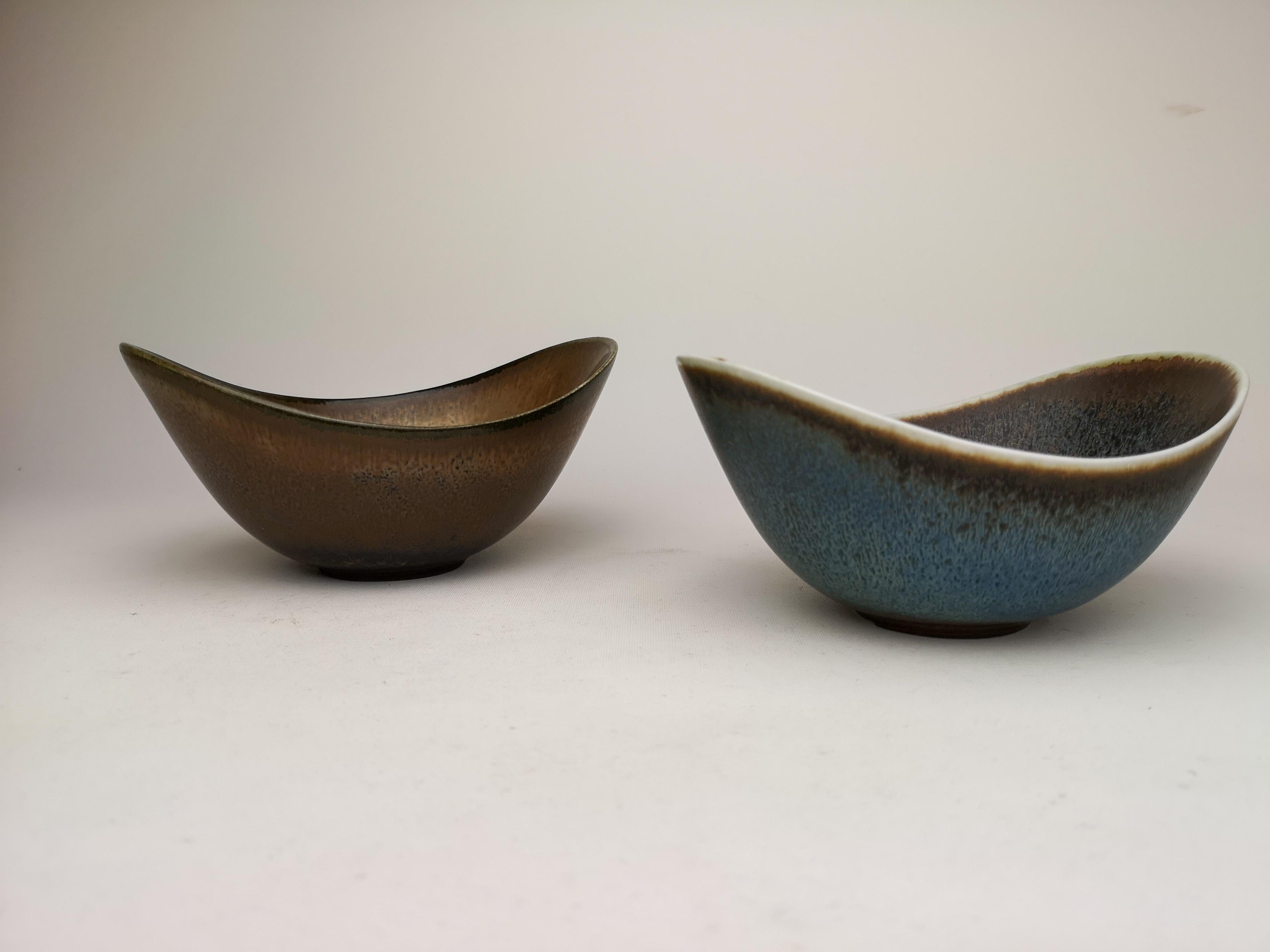 Mid-20th Century Midcentury Pair of Bowls Rörstrand Sweden by Gunnar Nylund, 1950s For Sale