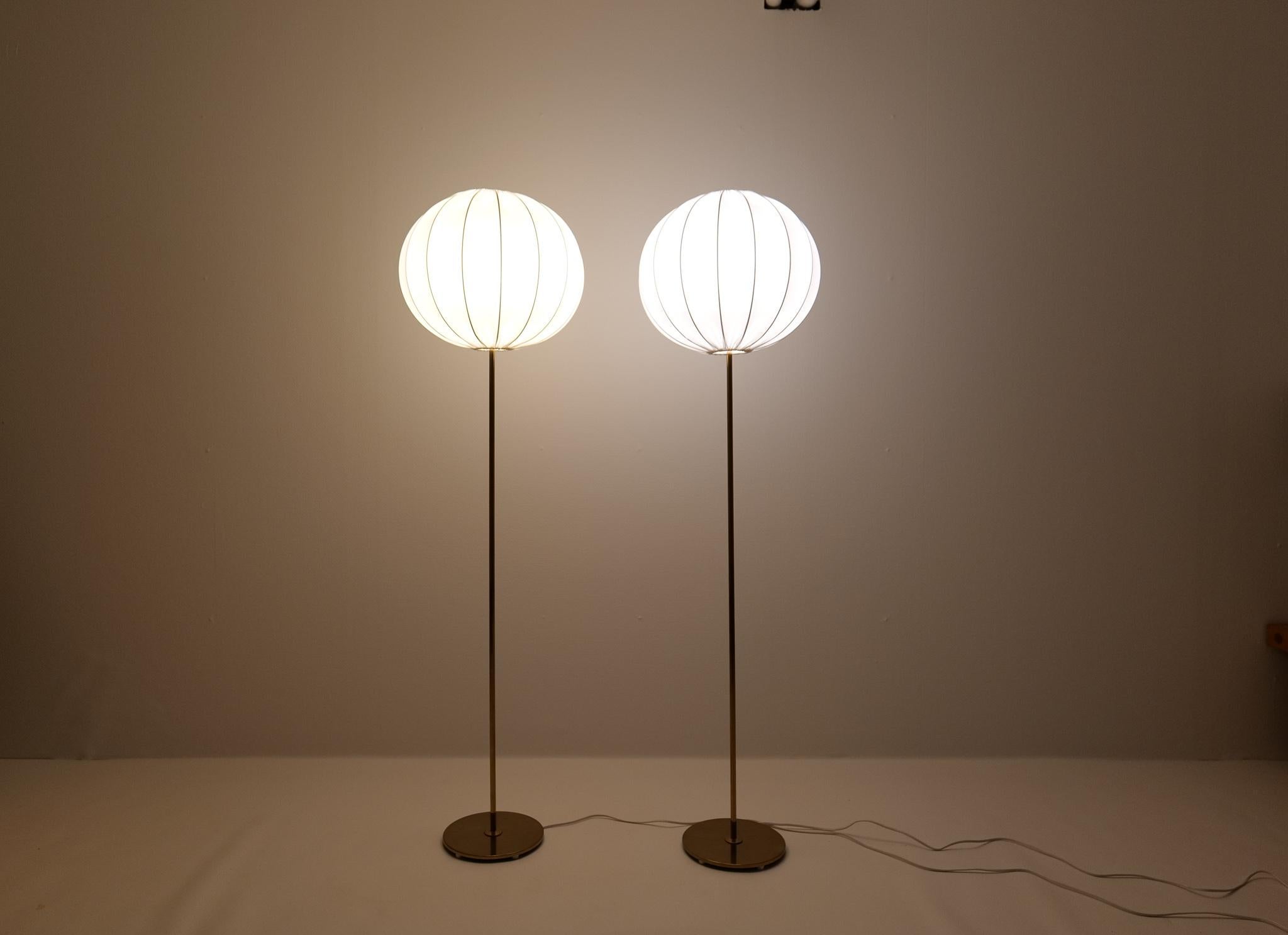 Midcentury Pair of Brass Floor Lamps Bergboms, Sweden, 1960s For Sale 4