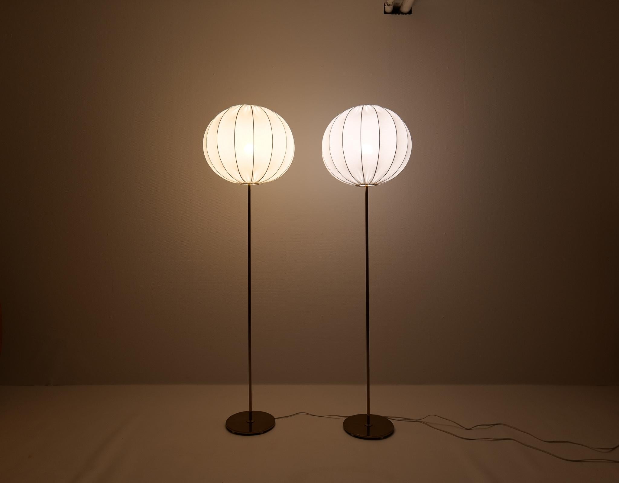 Midcentury Pair of Brass Floor Lamps Bergboms, Sweden, 1960s For Sale 5