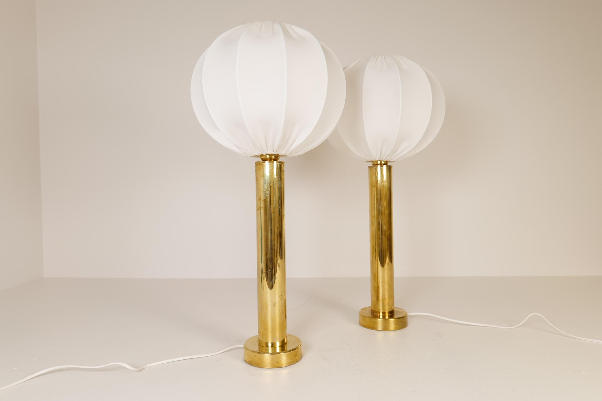 Midcentury Pair of Brass Table Lamps by Kosta Elarmatur, Sweden, 1960s For Sale 6