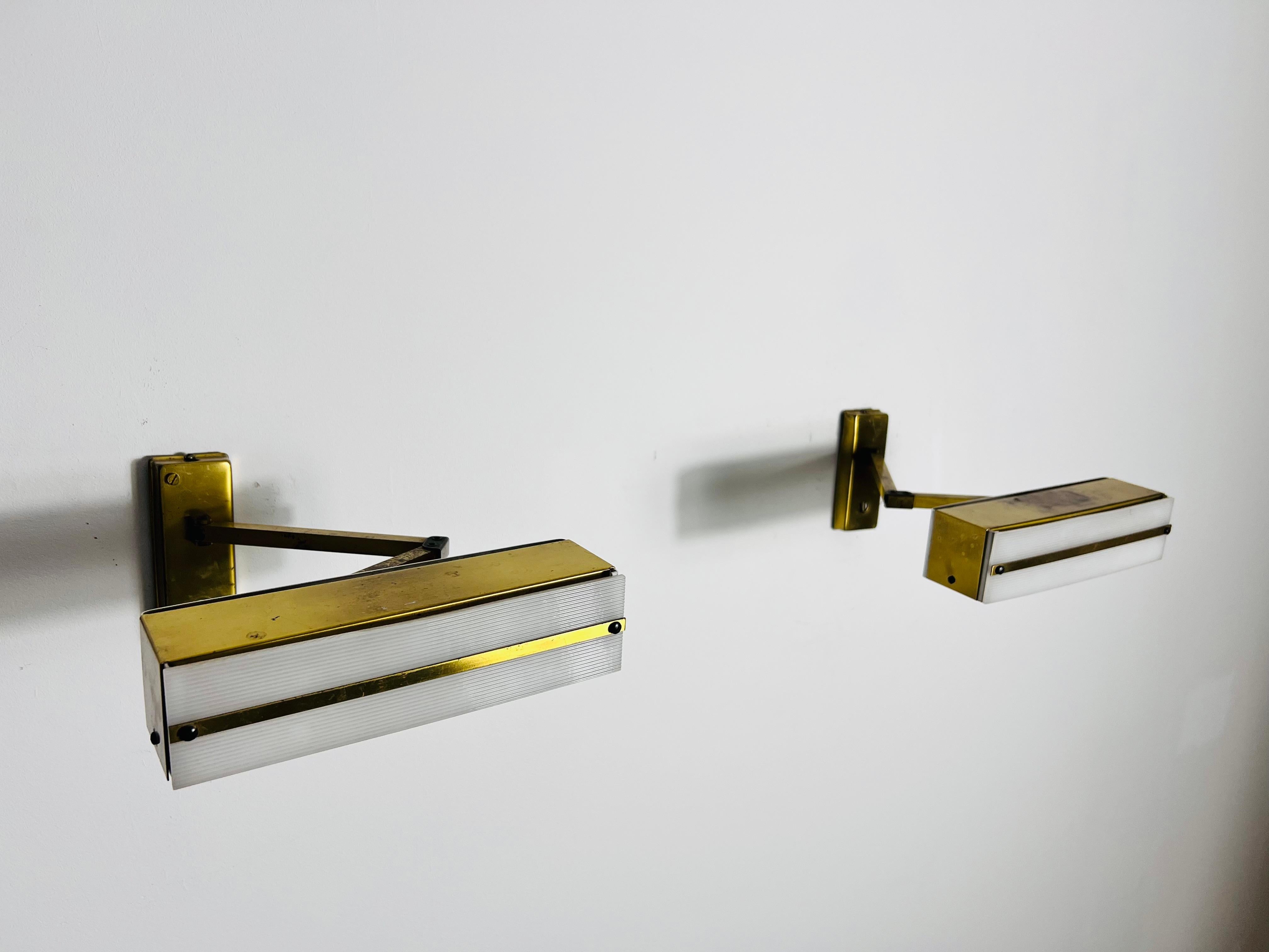 Midcentury Pair of Brass Wall Lamps by Paul Neuhaus, 1960s For Sale 4