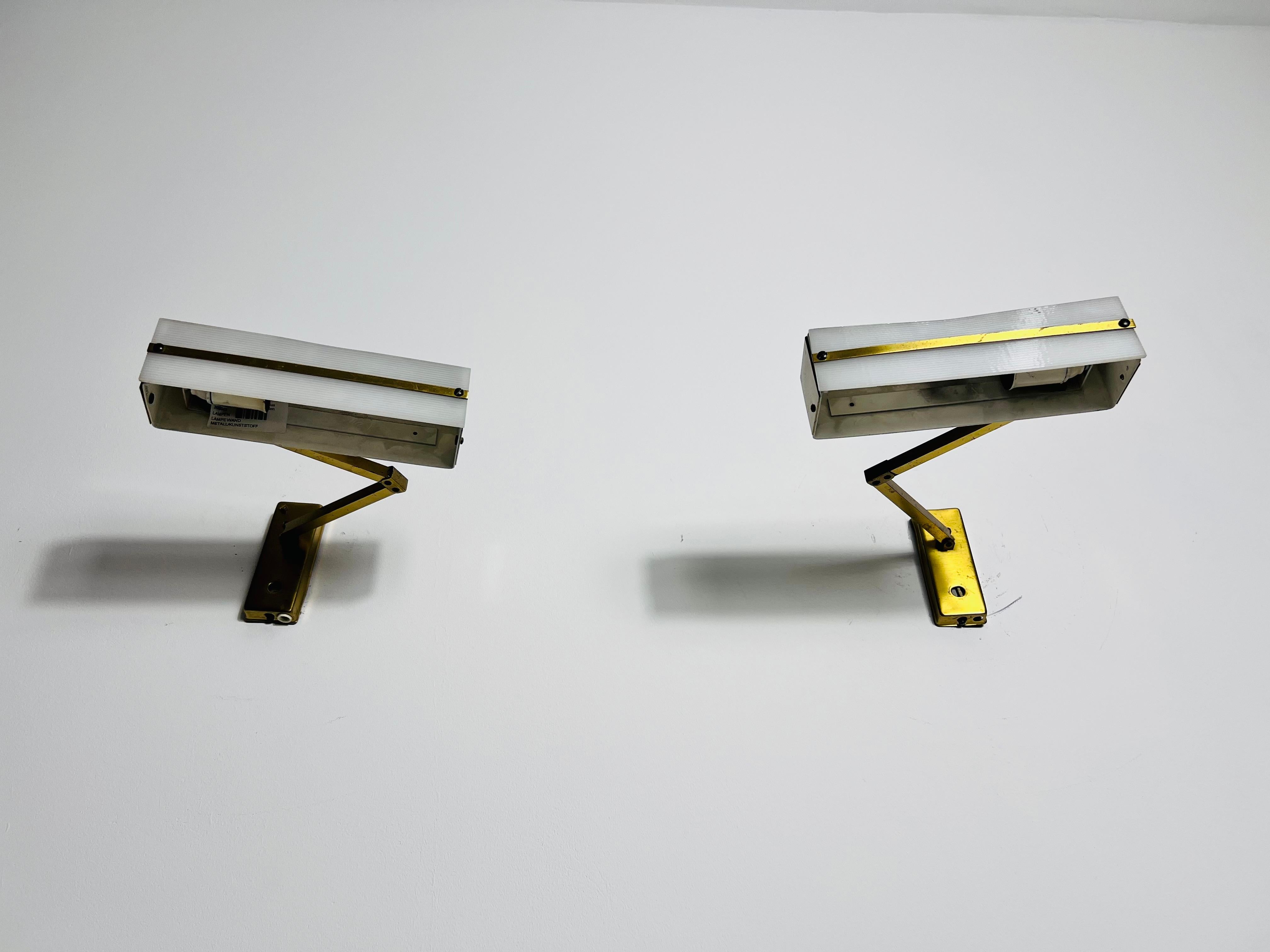 Midcentury Pair of Brass Wall Lamps by Paul Neuhaus, 1960s For Sale 8