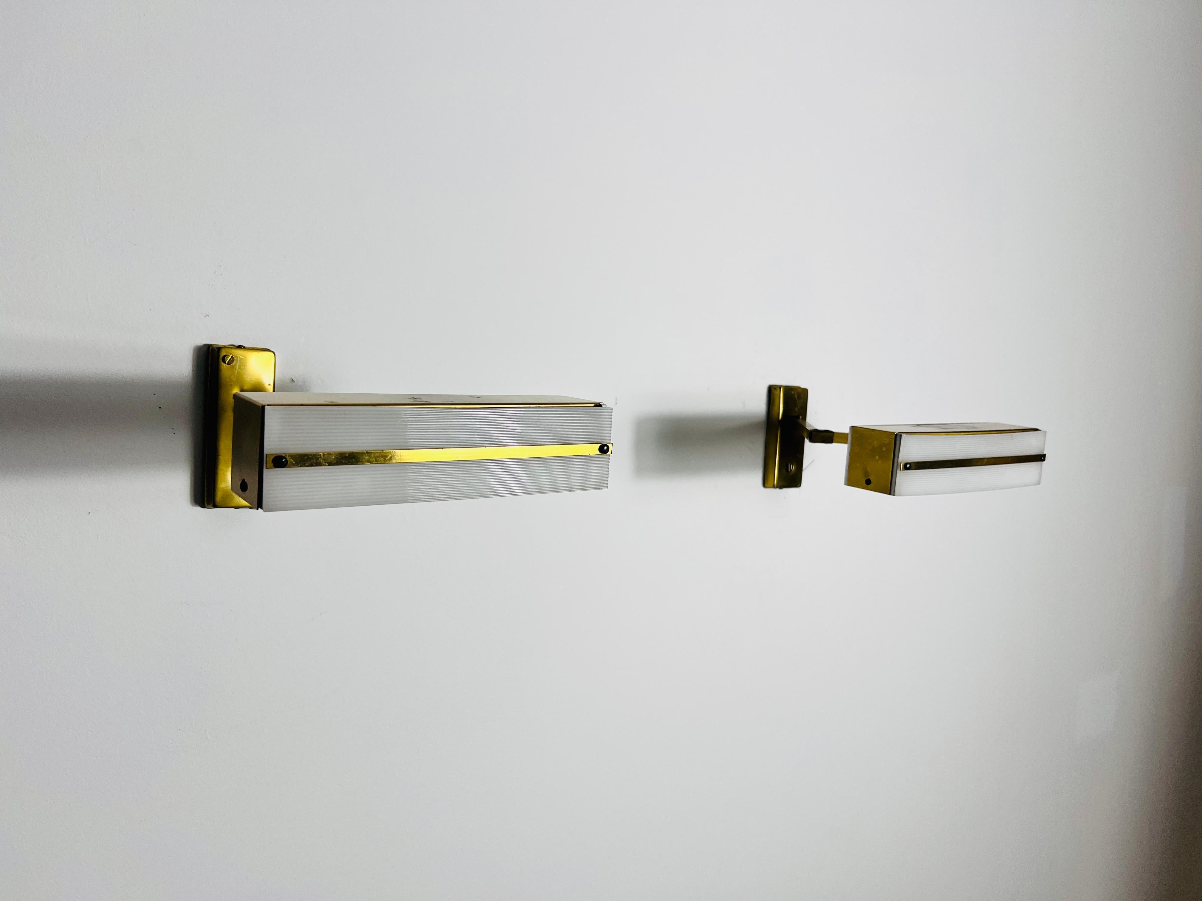 Mid-Century Modern Midcentury Pair of Brass Wall Lamps by Paul Neuhaus, 1960s For Sale