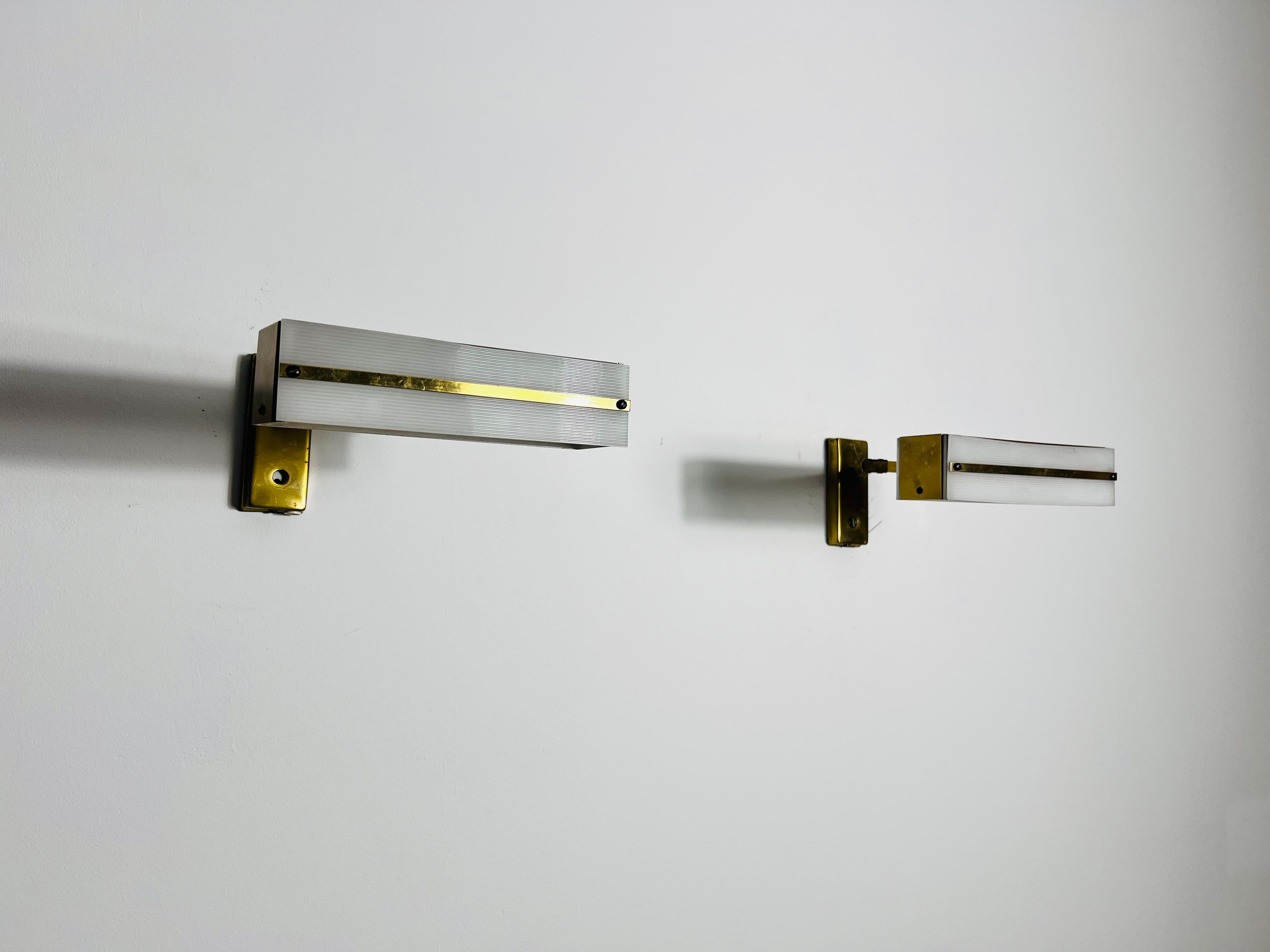 Mid-20th Century Midcentury Pair of Brass Wall Lamps by Paul Neuhaus, 1960s For Sale