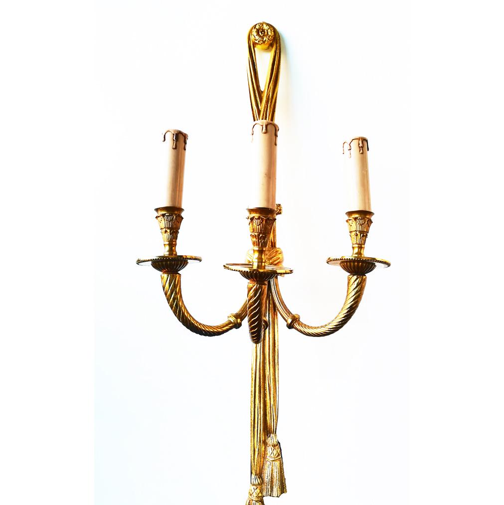  Pair of Wall Sconces Wall Lamp French Louis XVI Style 20th Century For Sale 14
