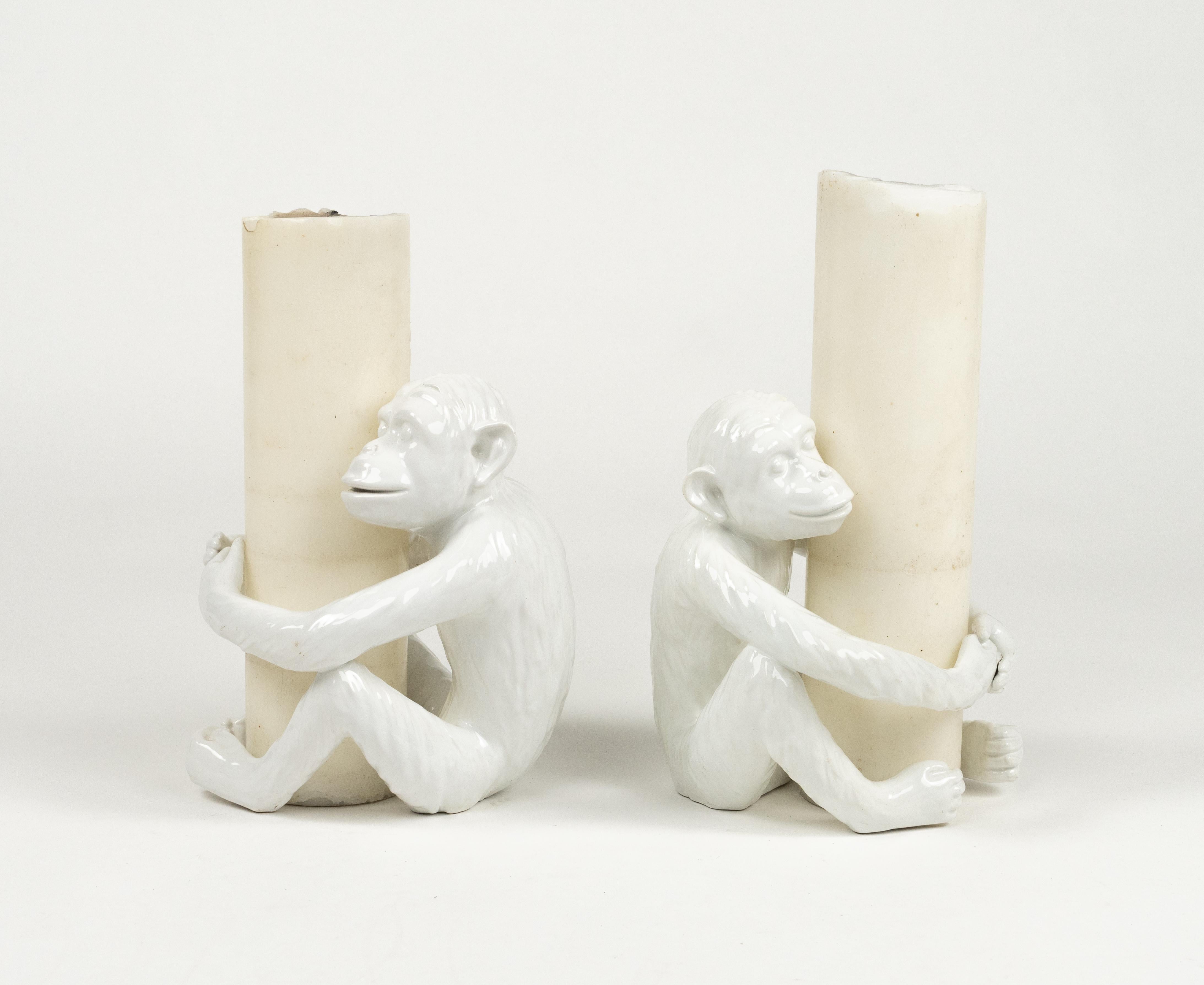 Coppia di portacandele Monkey in ceramica di Vivai del Sud, Italia anni '70 in vendita 6