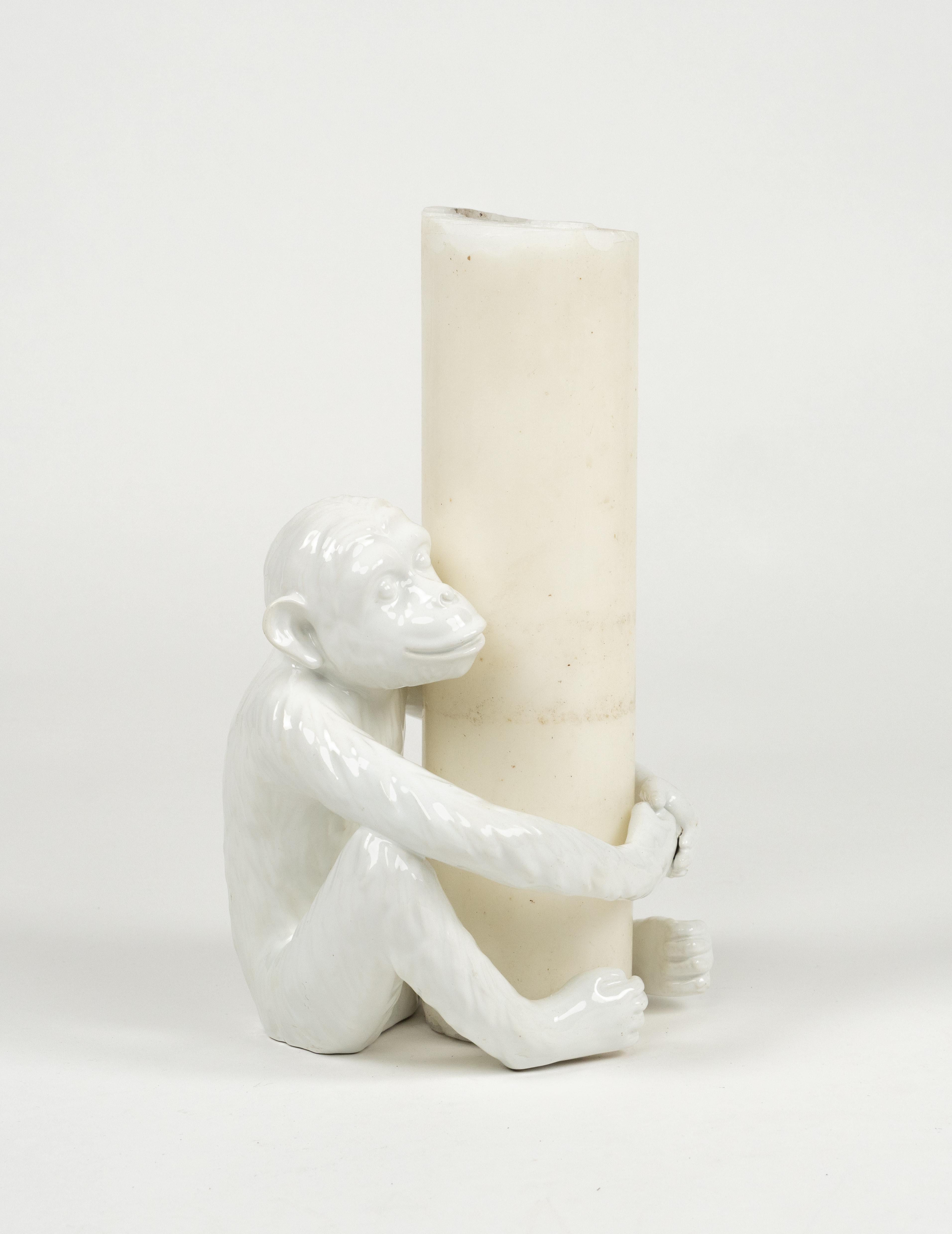 Italiano Coppia di portacandele Monkey in ceramica di Vivai del Sud, Italia anni '70 in vendita