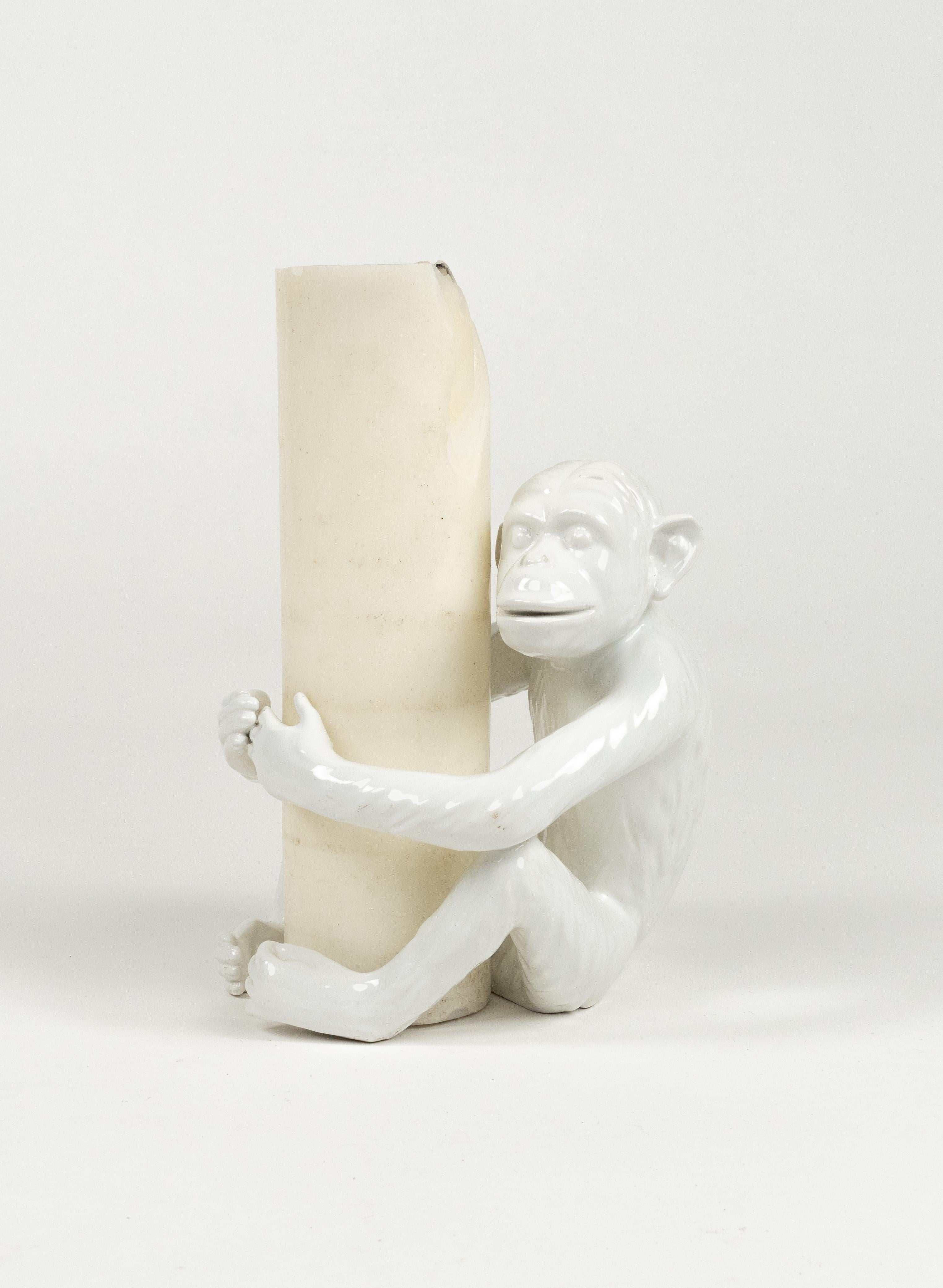 Ceramica Coppia di portacandele Monkey in ceramica di Vivai del Sud, Italia anni '70 in vendita