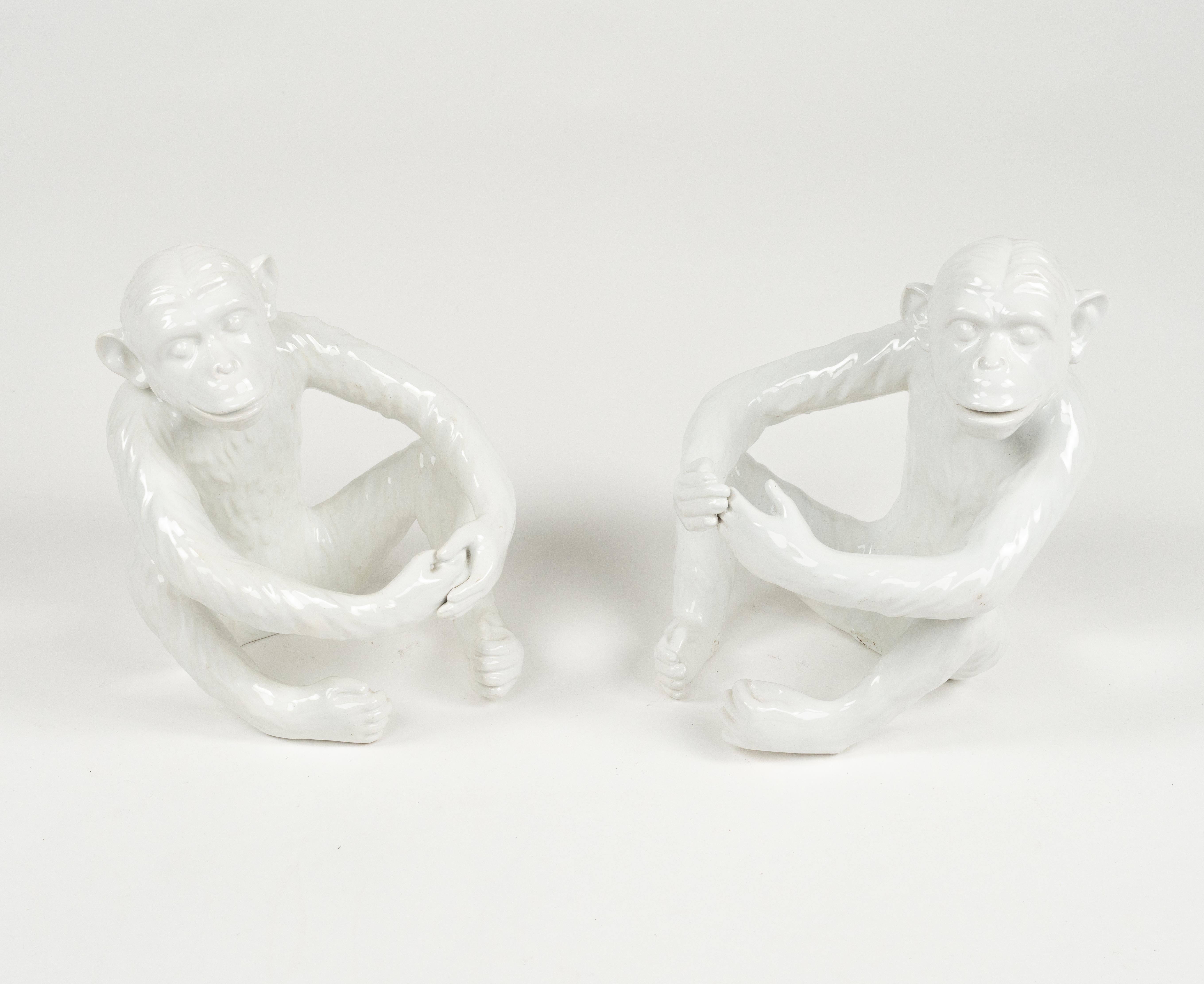 Coppia di portacandele Monkey in ceramica di Vivai del Sud, Italia anni '70 in vendita 1