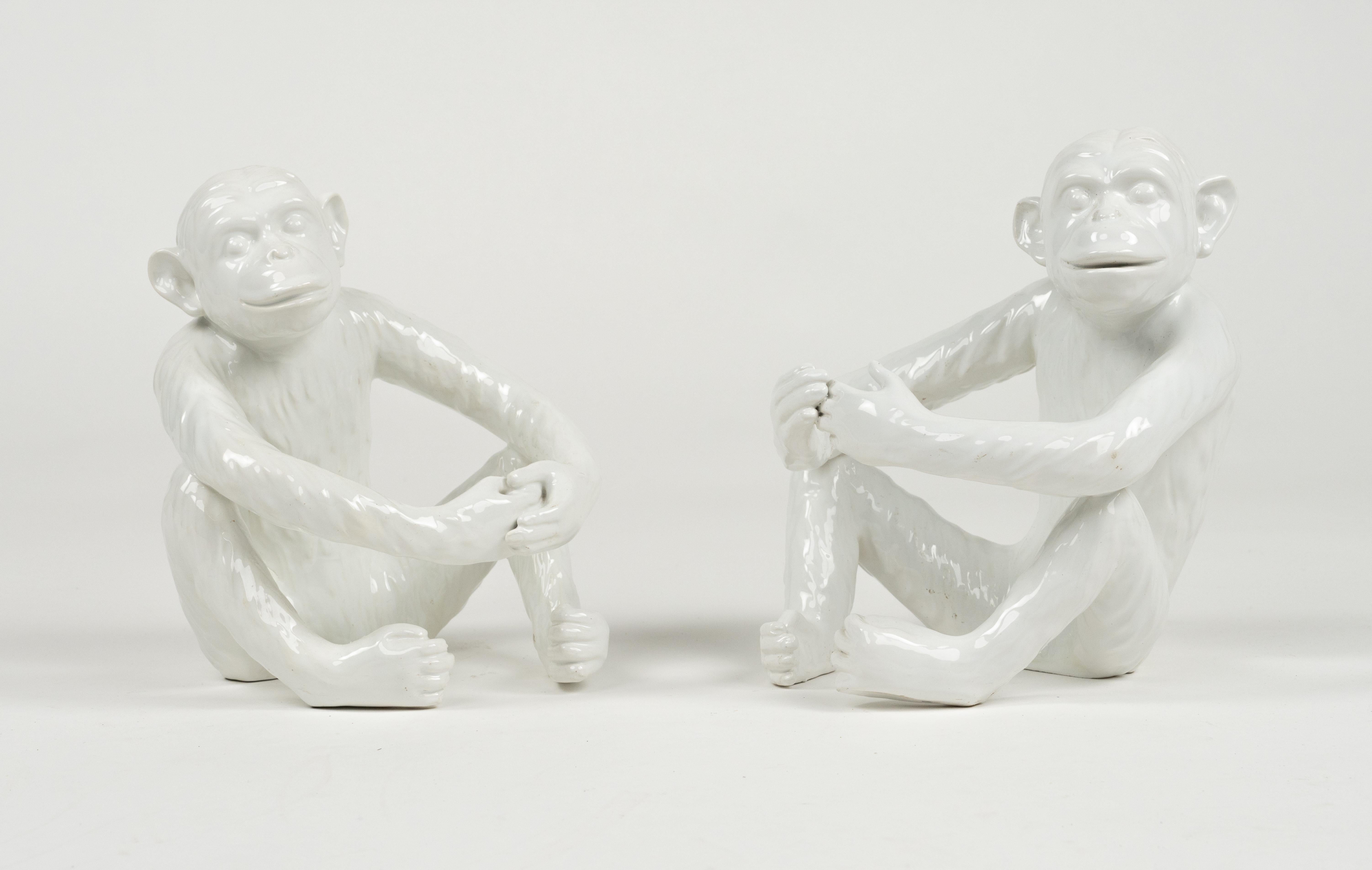 Coppia di portacandele Monkey in ceramica di Vivai del Sud, Italia anni '70 in vendita 2