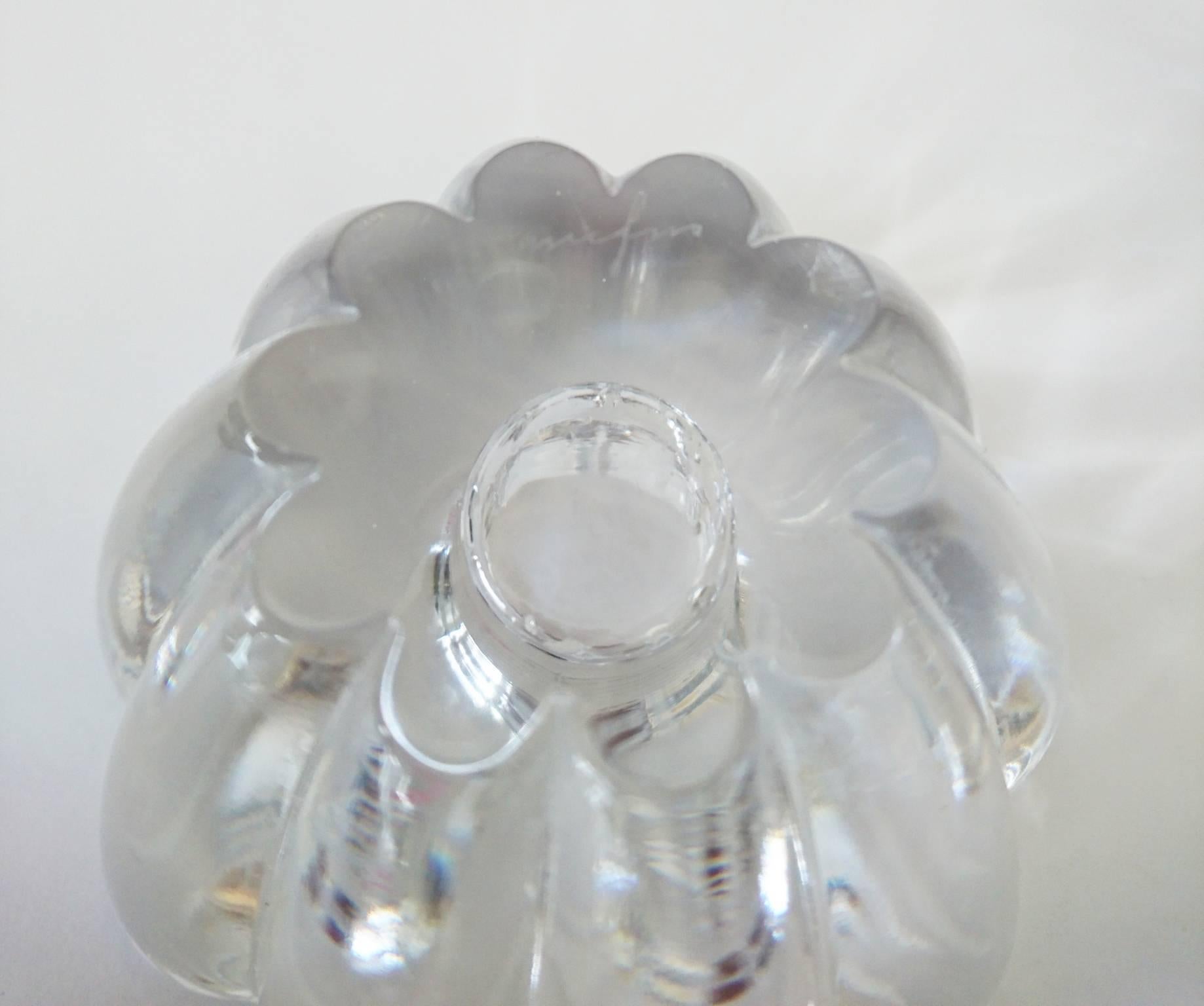 Swedish Midcentury Pair of Candleholders in Crystal by Orrefors Sweden