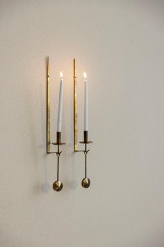 Midcentury pair of candles sconces by Pierre Forsell for Skultuna, Sweden 1950s