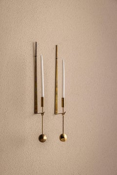 Paire d'appliques à bougies du milieu du siècle par Pierre Forsell pour Skultuna, Suède années 1950
