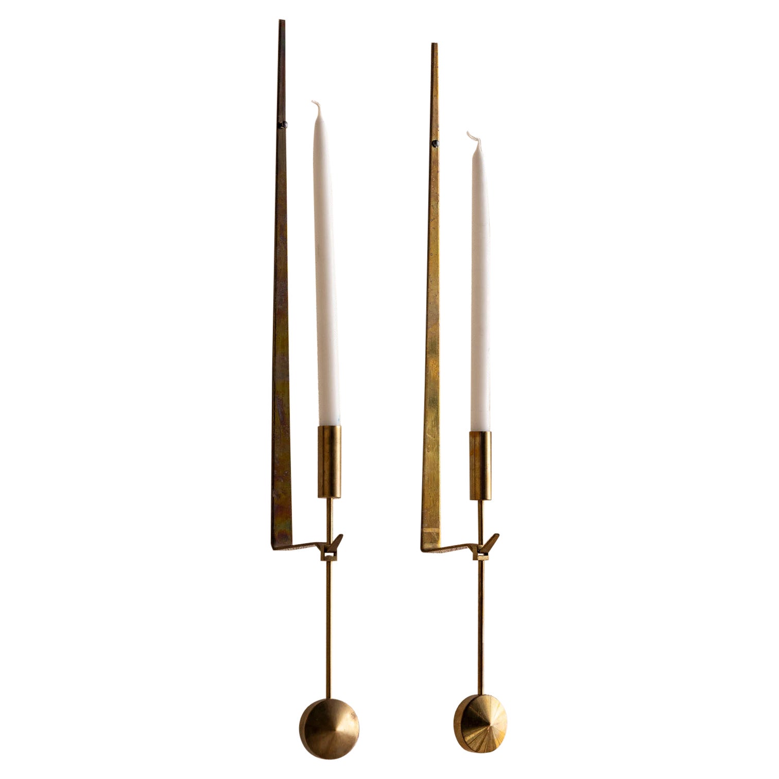Midcentury pair of candles sconces by Pierre Forsell for Skultuna, Sweden 1950s