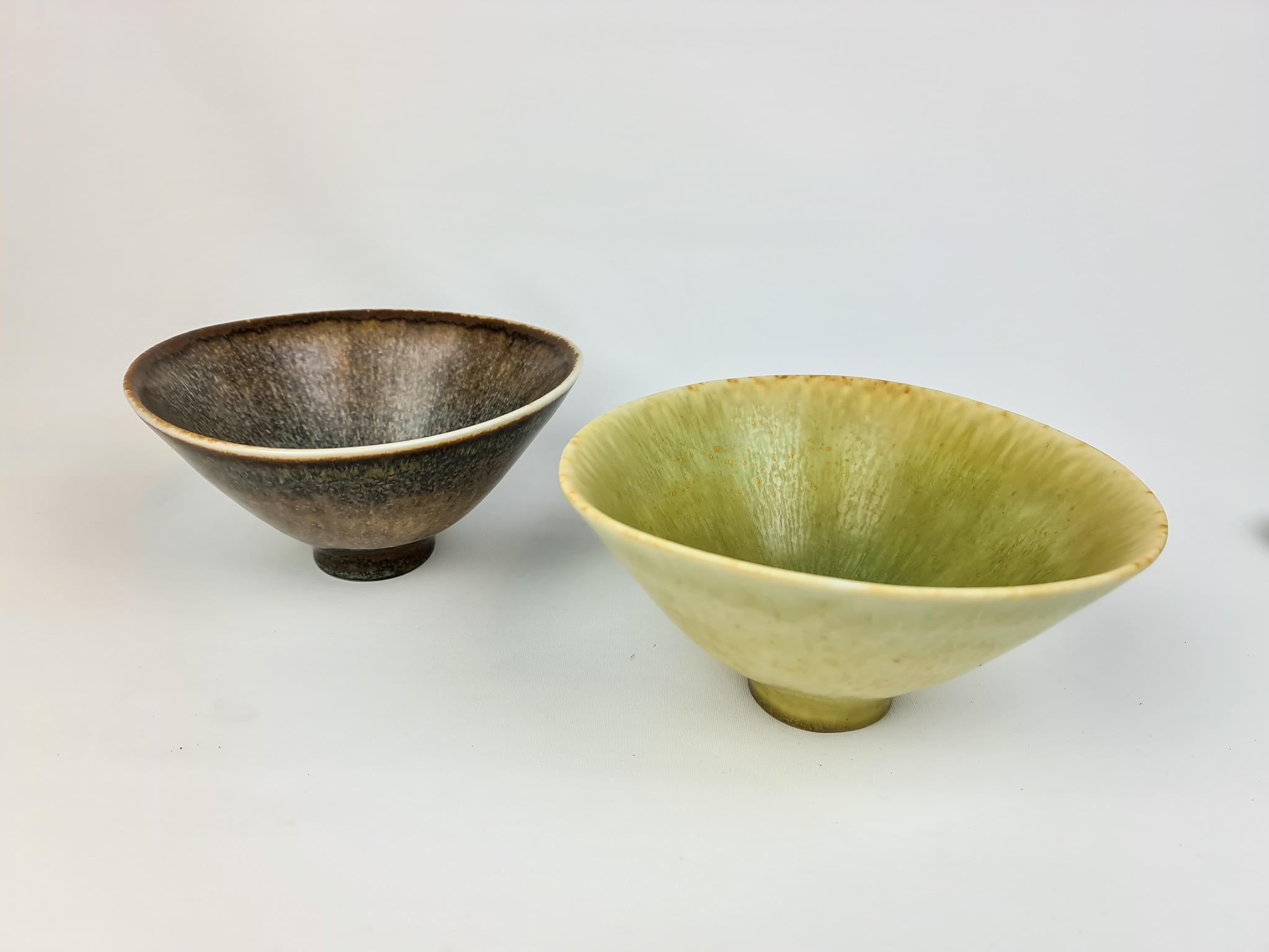 Mid-Century Modern Midcentury Pair of Ceramic Bowls Carl-Harry Stålhane Rörstrand, Sweden, 1950s For Sale