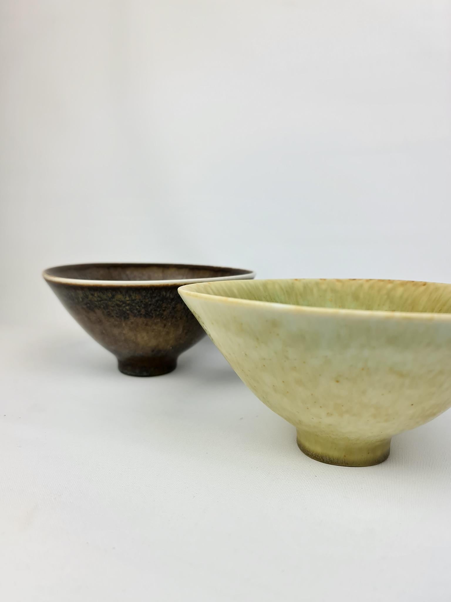 Swedish Midcentury Pair of Ceramic Bowls Carl-Harry Stålhane Rörstrand, Sweden, 1950s For Sale
