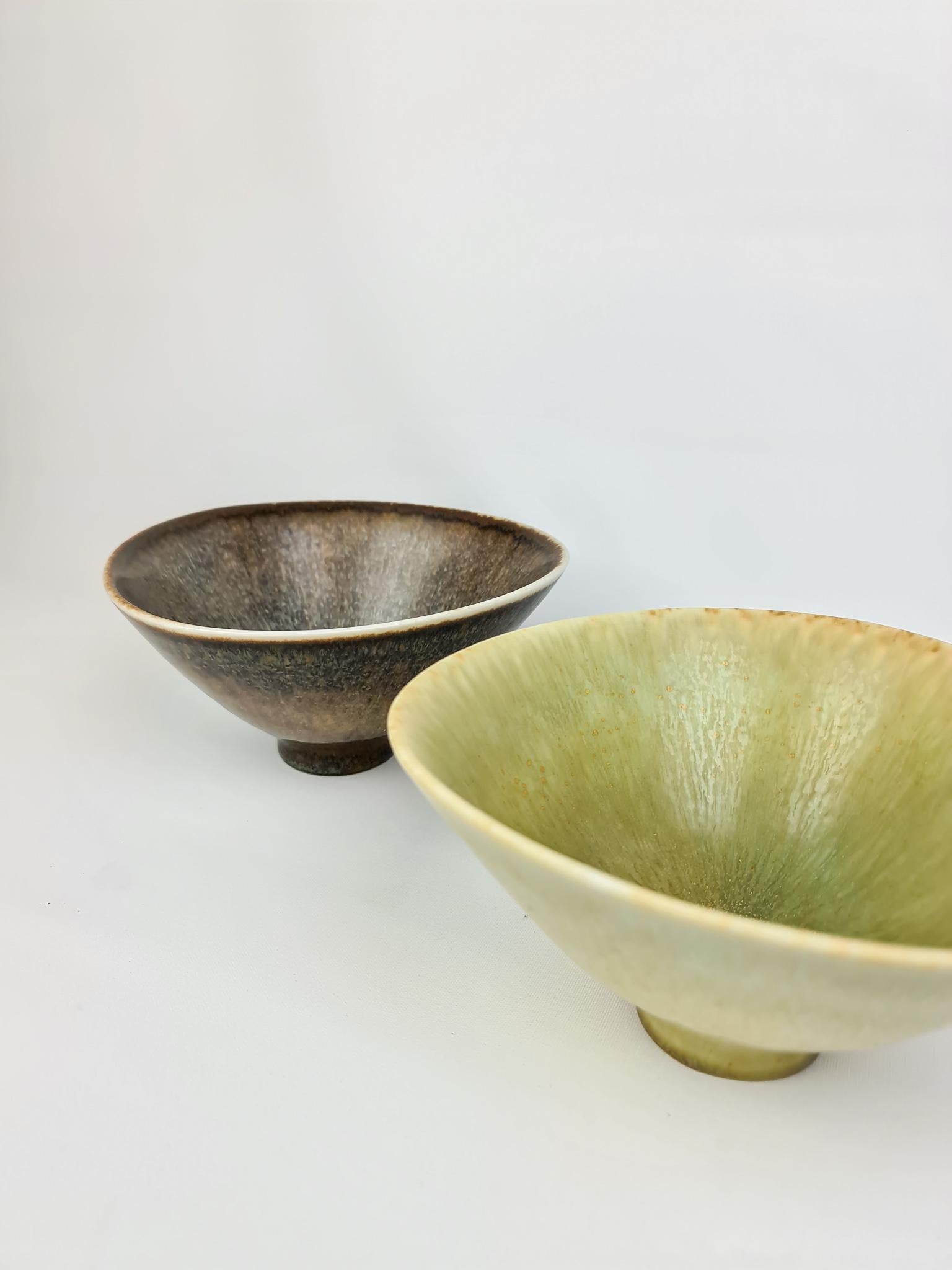 Midcentury Pair of Ceramic Bowls Carl-Harry Stålhane Rörstrand, Sweden, 1950s In Good Condition For Sale In Hillringsberg, SE