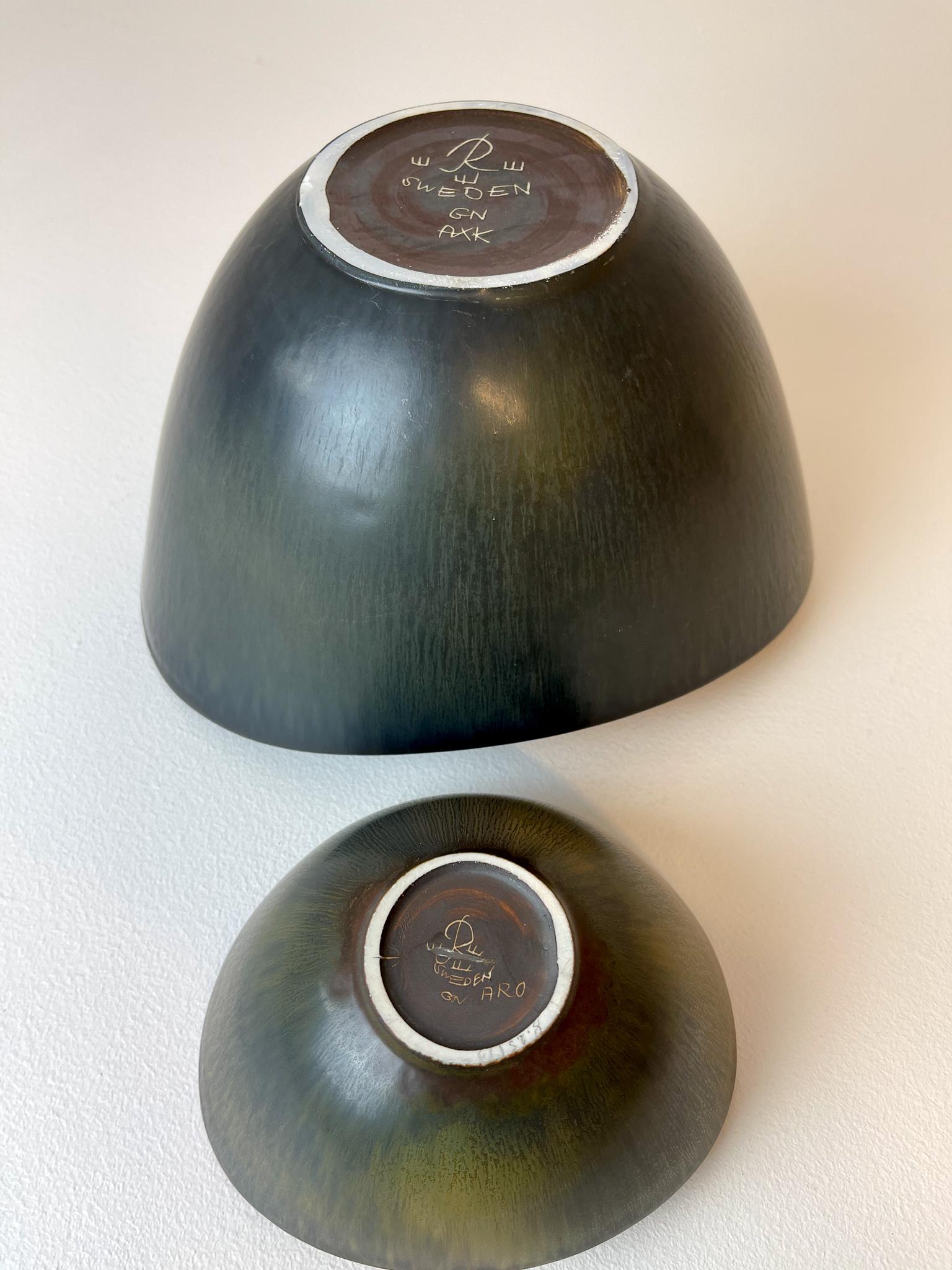 Midcentury Pair of Ceramic Bowls Rörstrand AXK and ARO Gunnar Nylund, Sweden 8
