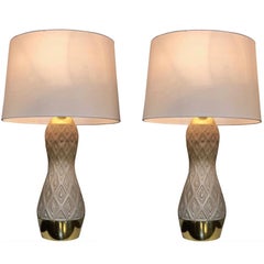 Midcentury Pair of Ceramic Table Lamps by Gerald Thurston, for Lightolier