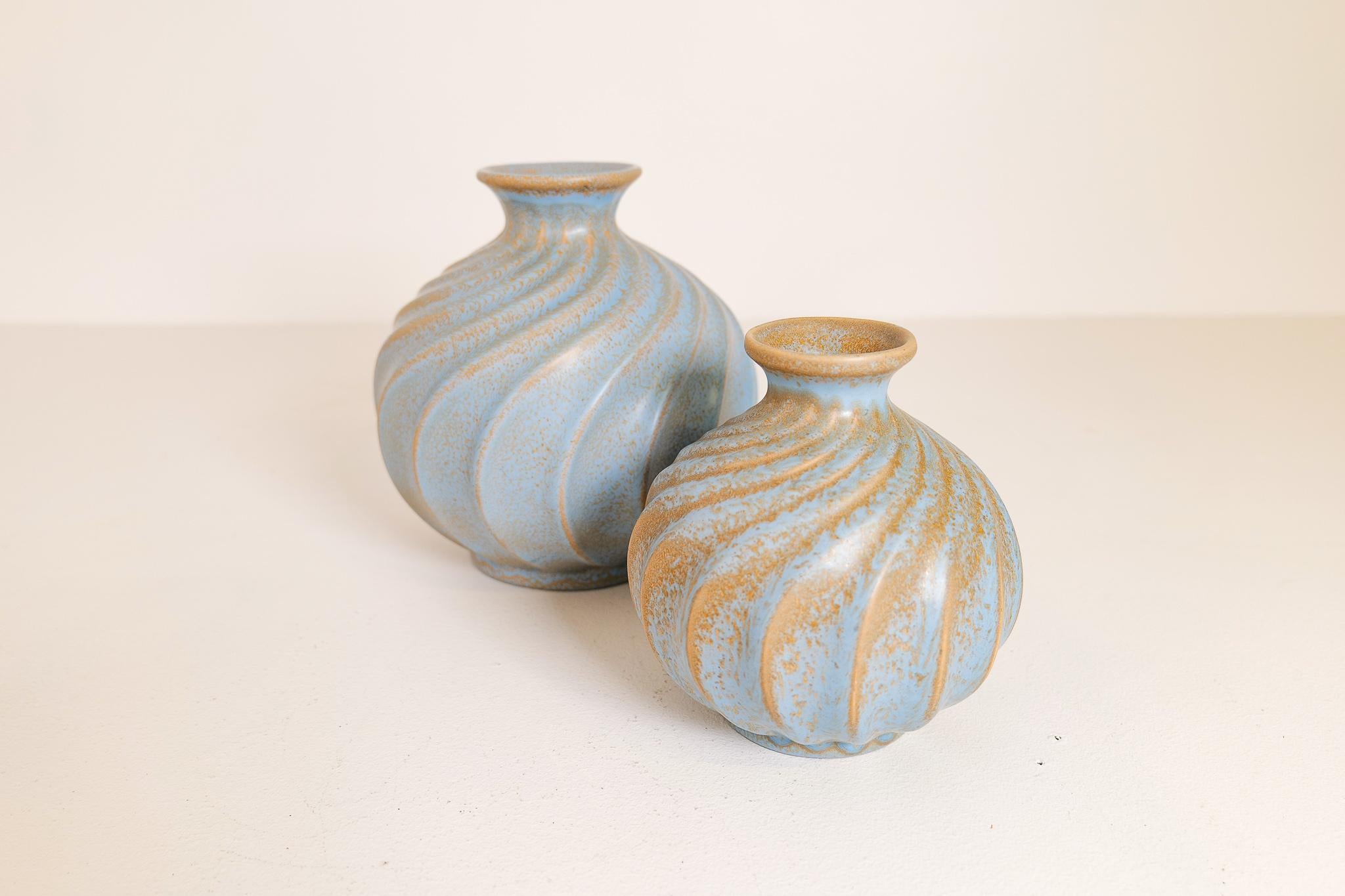 Glazed Midcentury Pair of Ceramic Vases 